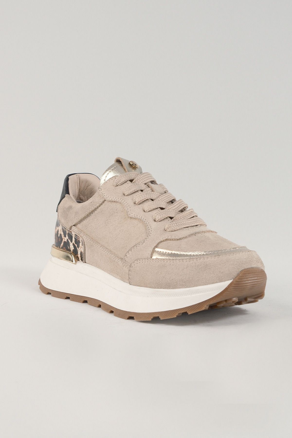 Monique Bej Deri Kadın Sneakers, Hakiki Deri, Günlük Ayakkabı, Spor Ayakkabı 25453