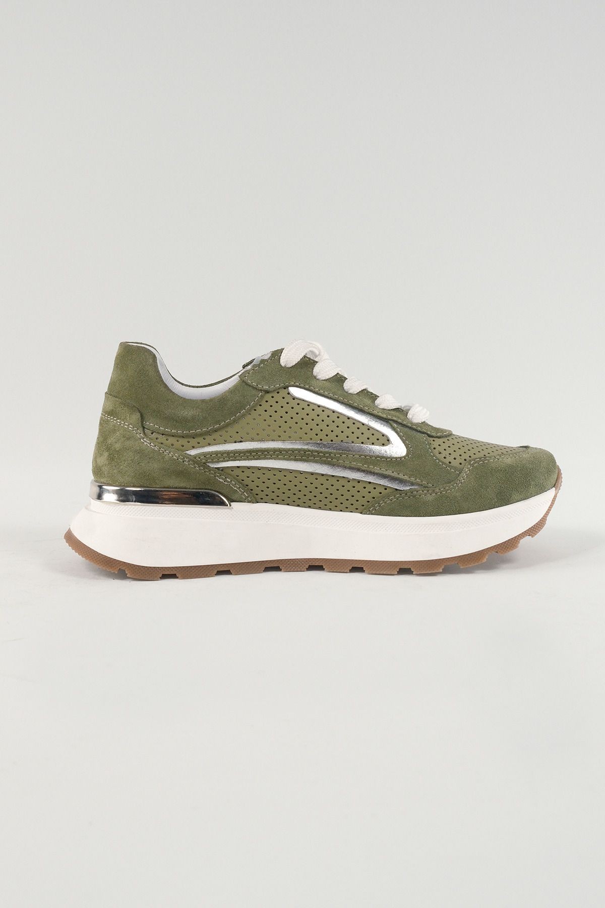 Rosalind Bej Süet Deri Kadın Sneakers, Hakiki Deri, Günlük Ayakkabı, Spor Ayakkabı 24049