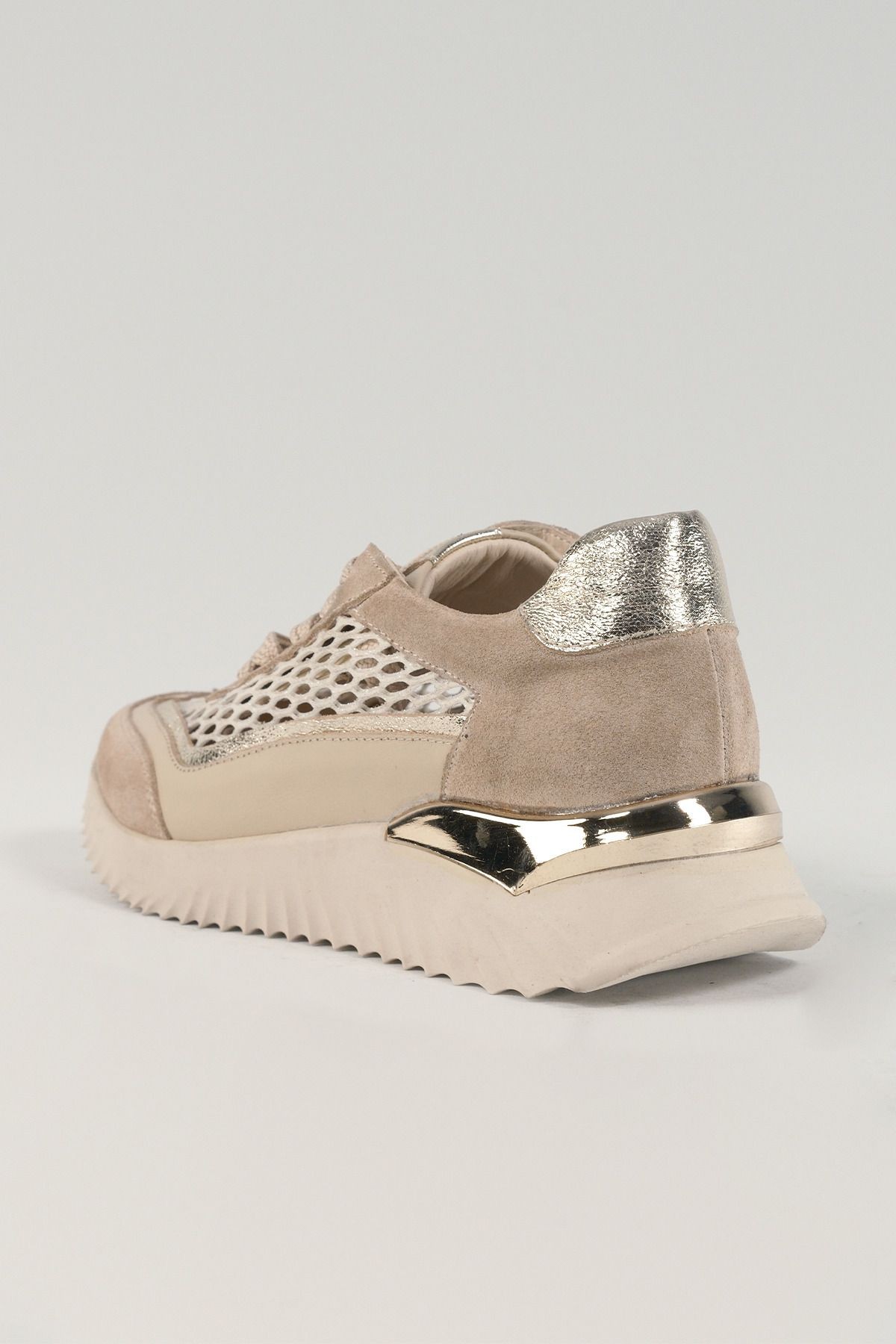 Annette Bej Deri Kadın Sneakers, Hakiki Deri, Günlük Ayakkabı, Spor Ayakkabı 25072