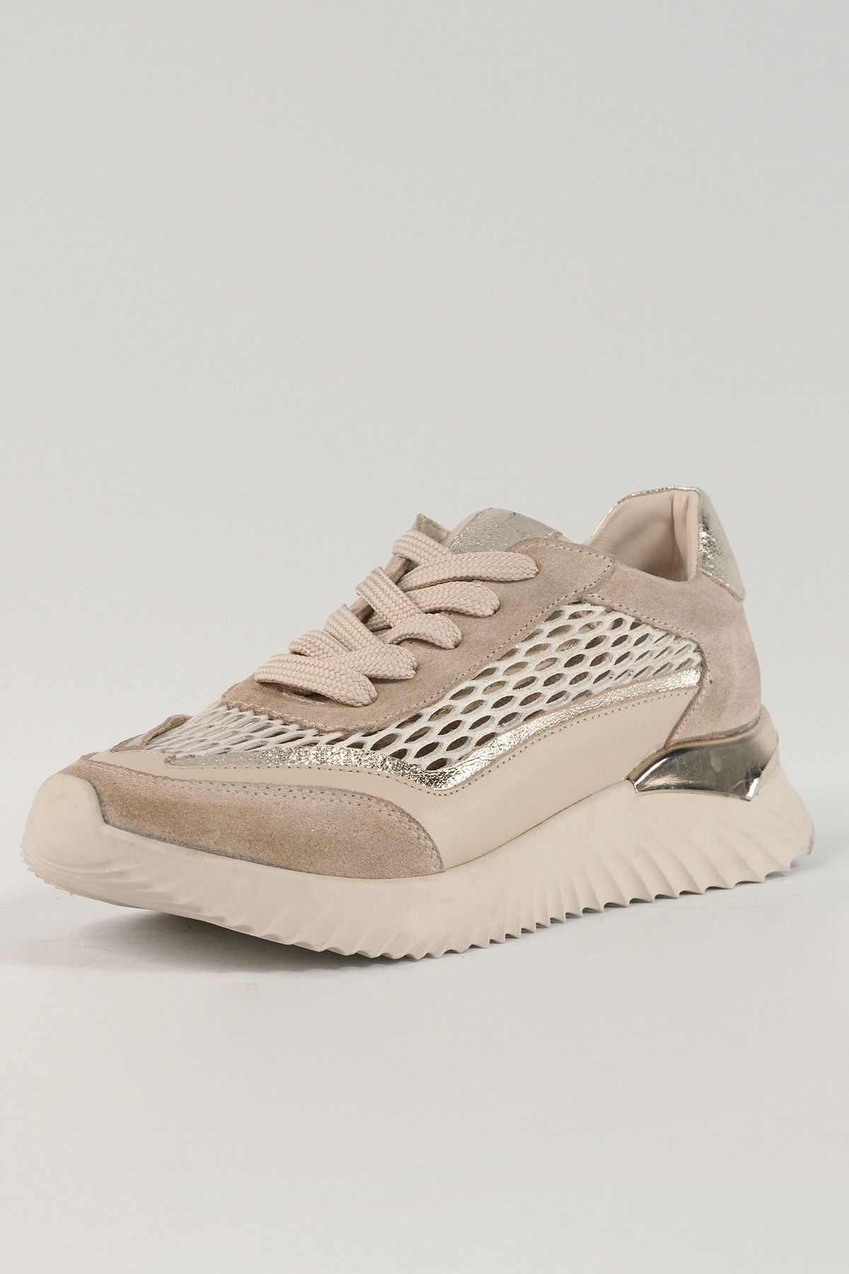 Annette Bej Deri Kadın Sneakers, Hakiki Deri, Günlük Ayakkabı, Spor Ayakkabı 25072