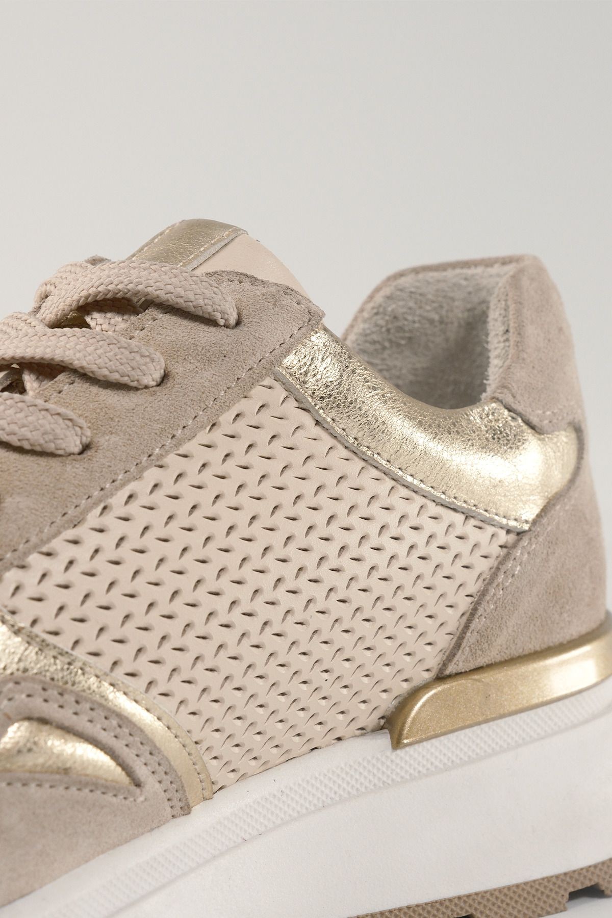 Madeleine Bej Deri Kadın Sneakers, Hakiki Deri, Günlük Ayakkabı, Spor Ayakkabı 24040