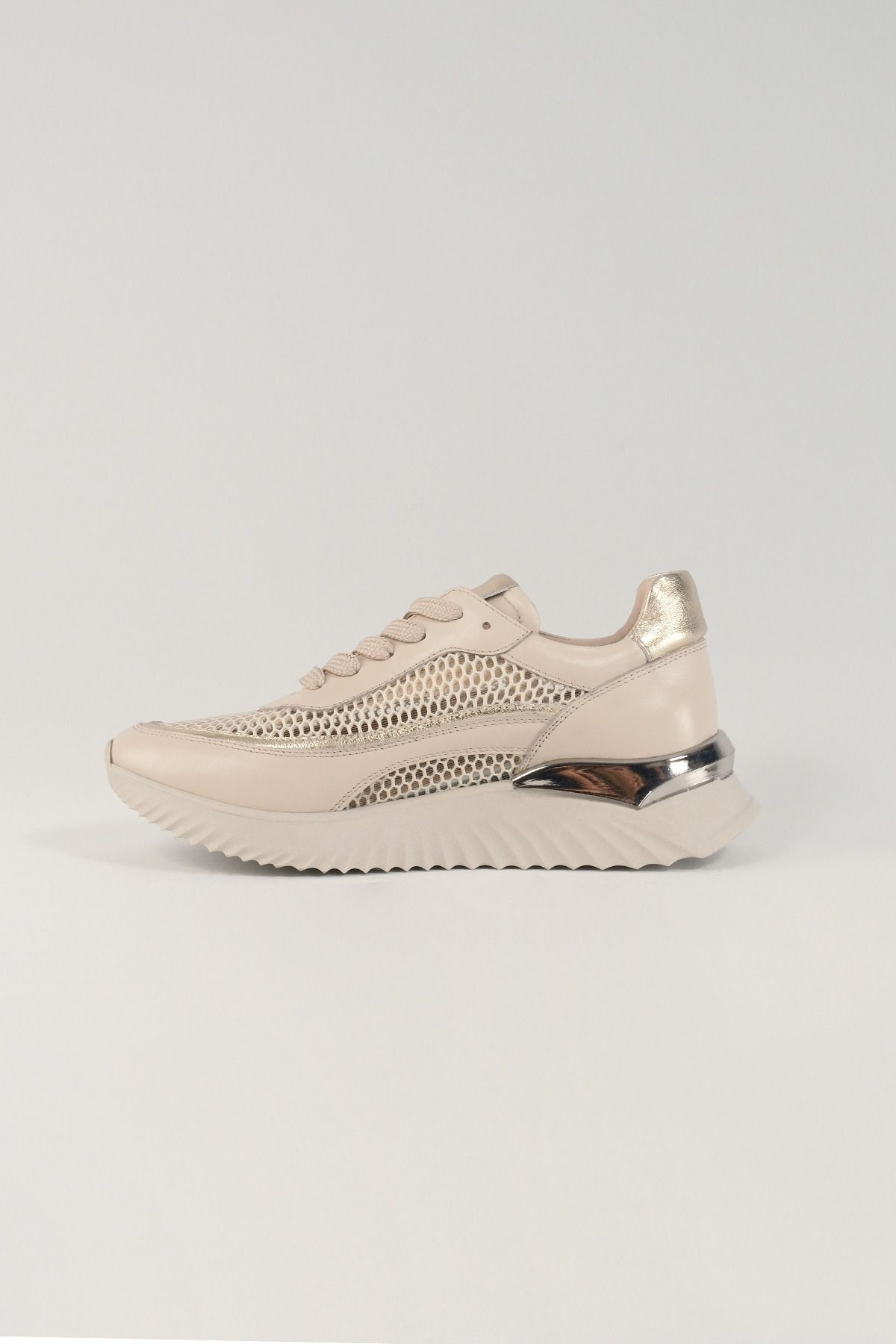 Eleonora Bej Deri Kadın Sneakers, Hakiki Deri, Günlük Ayakkabı, Spor Ayakkabı 25079