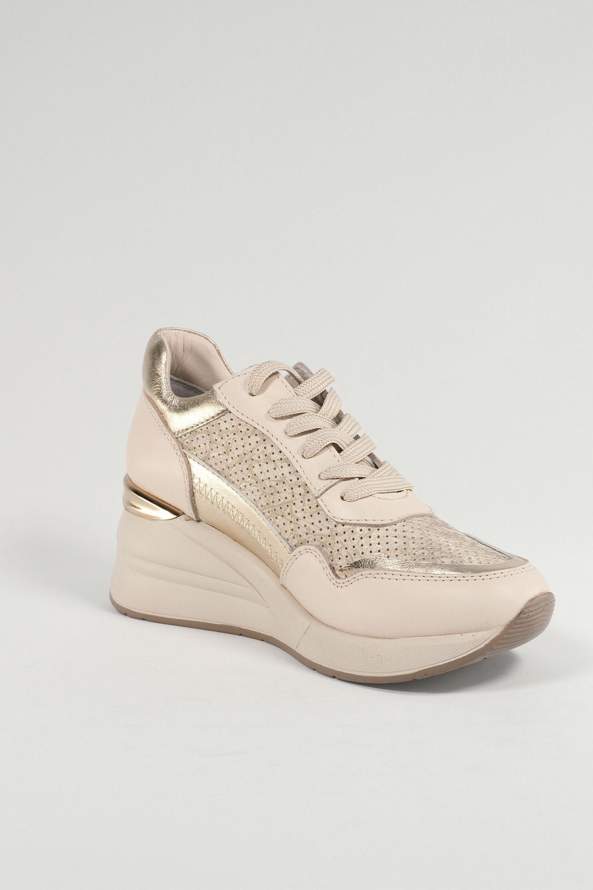 Ludovica Bej Deri Kadın Sneakers, Hakiki Deri, Günlük Ayakkabı, Spor Ayakkabı 24220