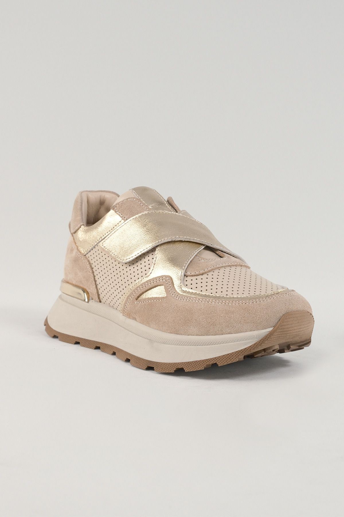 Gabriella Bej Deri Kadın Sneakers, Hakiki Deri, Günlük Ayakkabı, Spor Ayakkabı 24048