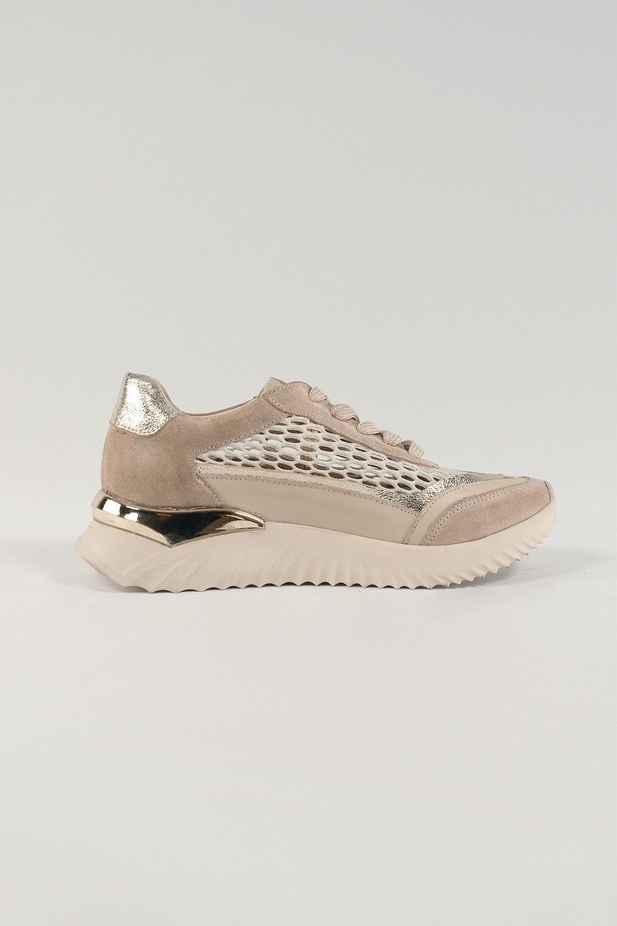 Annette Bej Deri Kadın Sneakers, Hakiki Deri, Günlük Ayakkabı, Spor Ayakkabı 25072