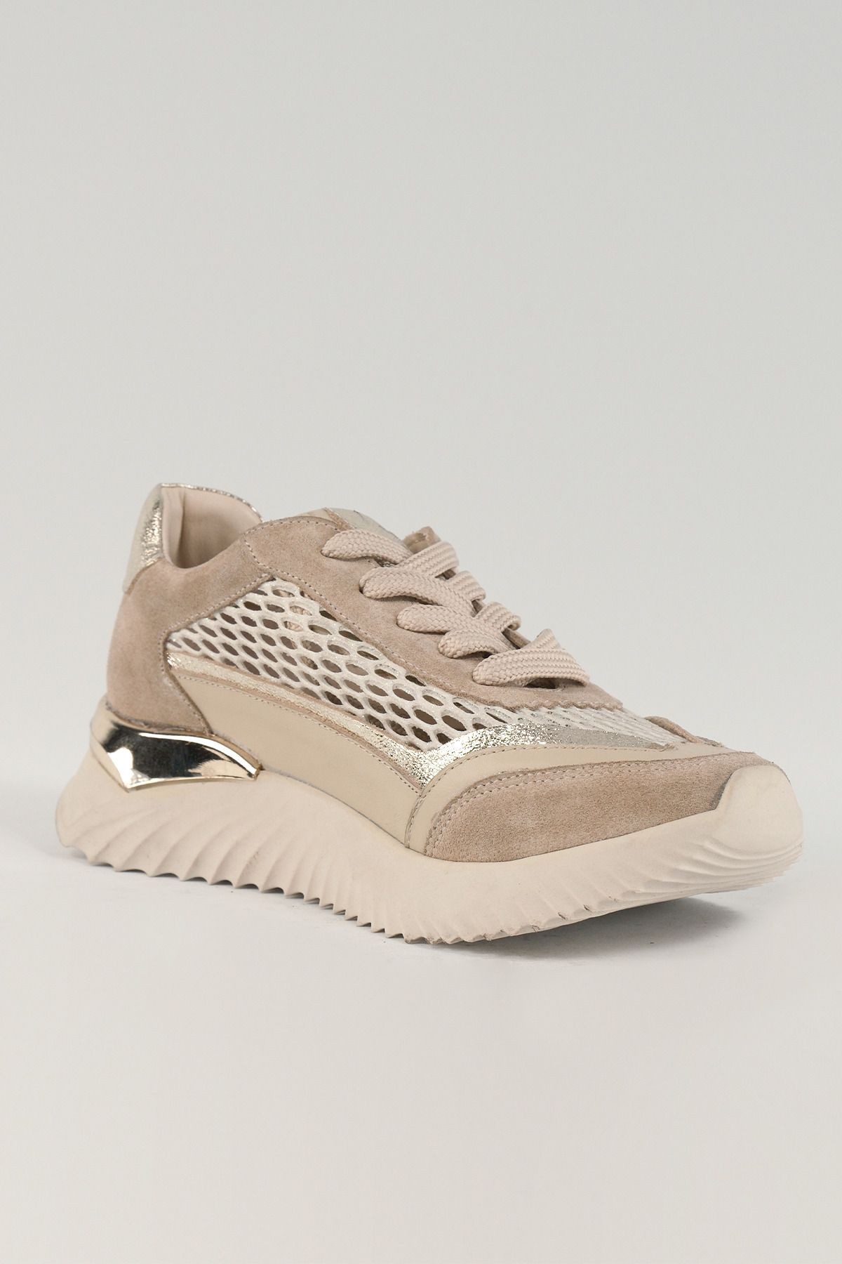 Annette Bej Deri Kadın Sneakers, Hakiki Deri, Günlük Ayakkabı, Spor Ayakkabı 25072