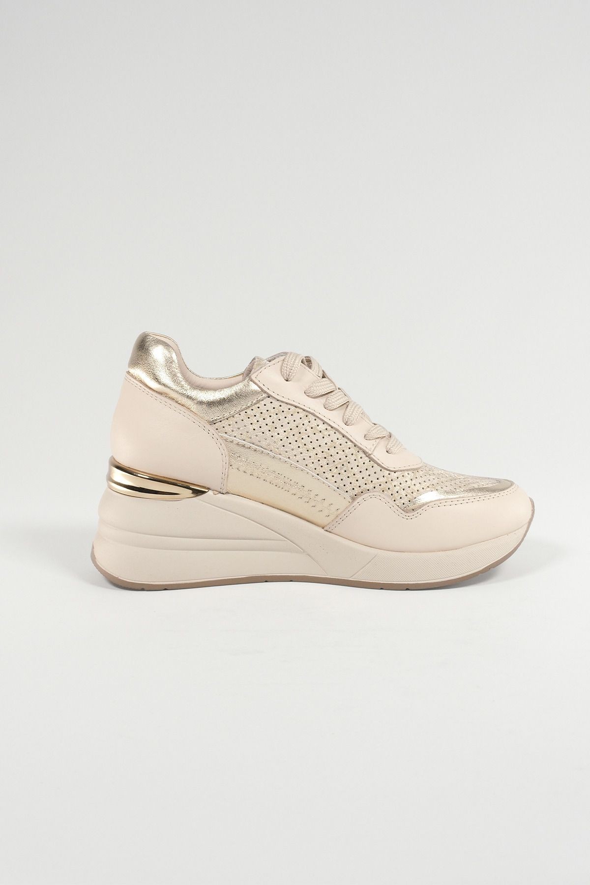 Ludovica Bej Deri Kadın Sneakers, Hakiki Deri, Günlük Ayakkabı, Spor Ayakkabı 24220