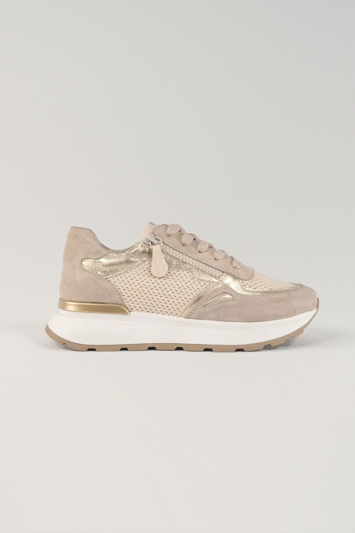 Madeleine Bej Deri Kadın Sneakers, Hakiki Deri, Günlük Ayakkabı, Spor Ayakkabı 24040