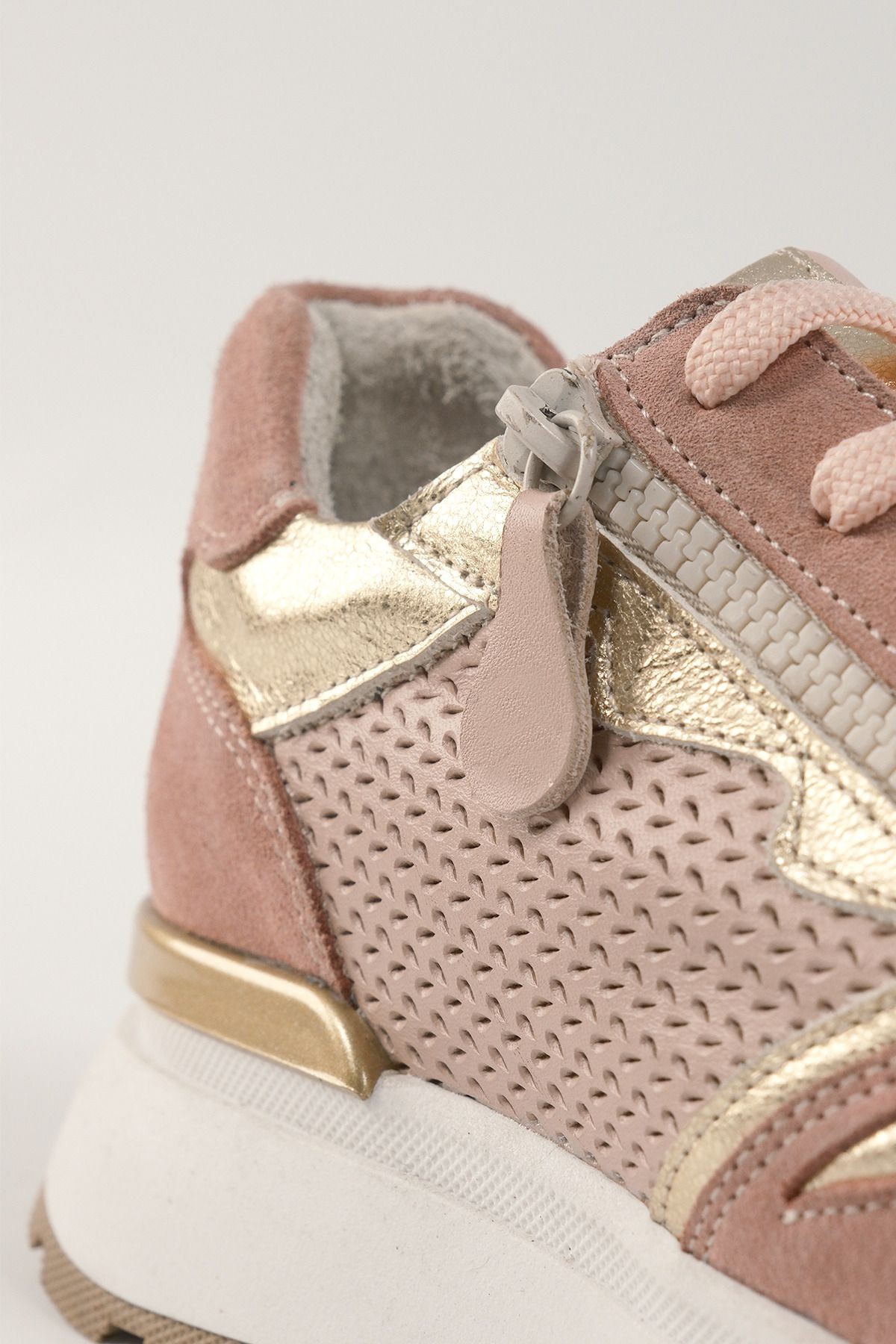 Madeleine Pudra Pembe Deri Kadın Sneakers, Hakiki Deri, Günlük Ayakkabı, Spor Ayakkabı 24040