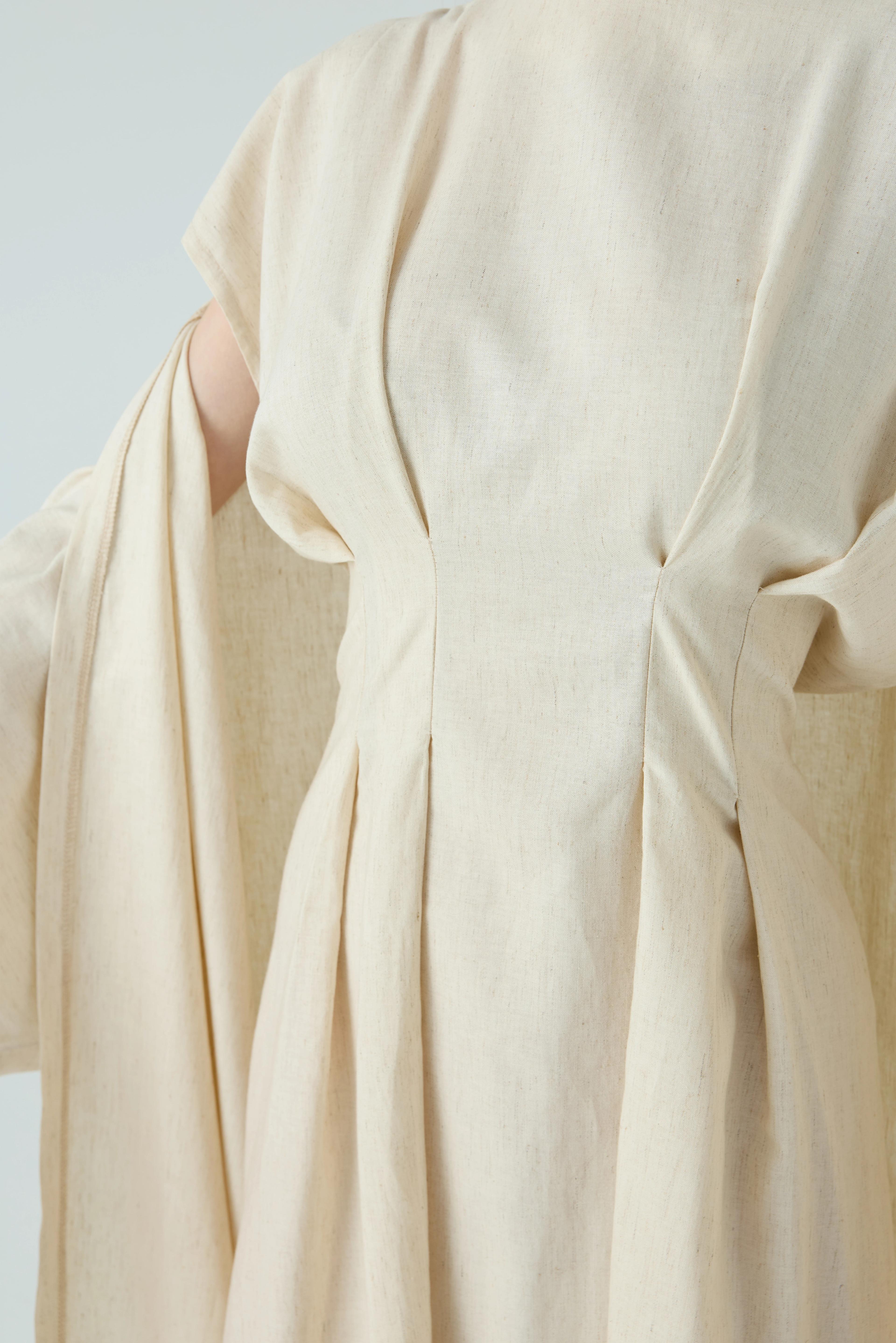 Krem Pile Detaylı Takım Abaya