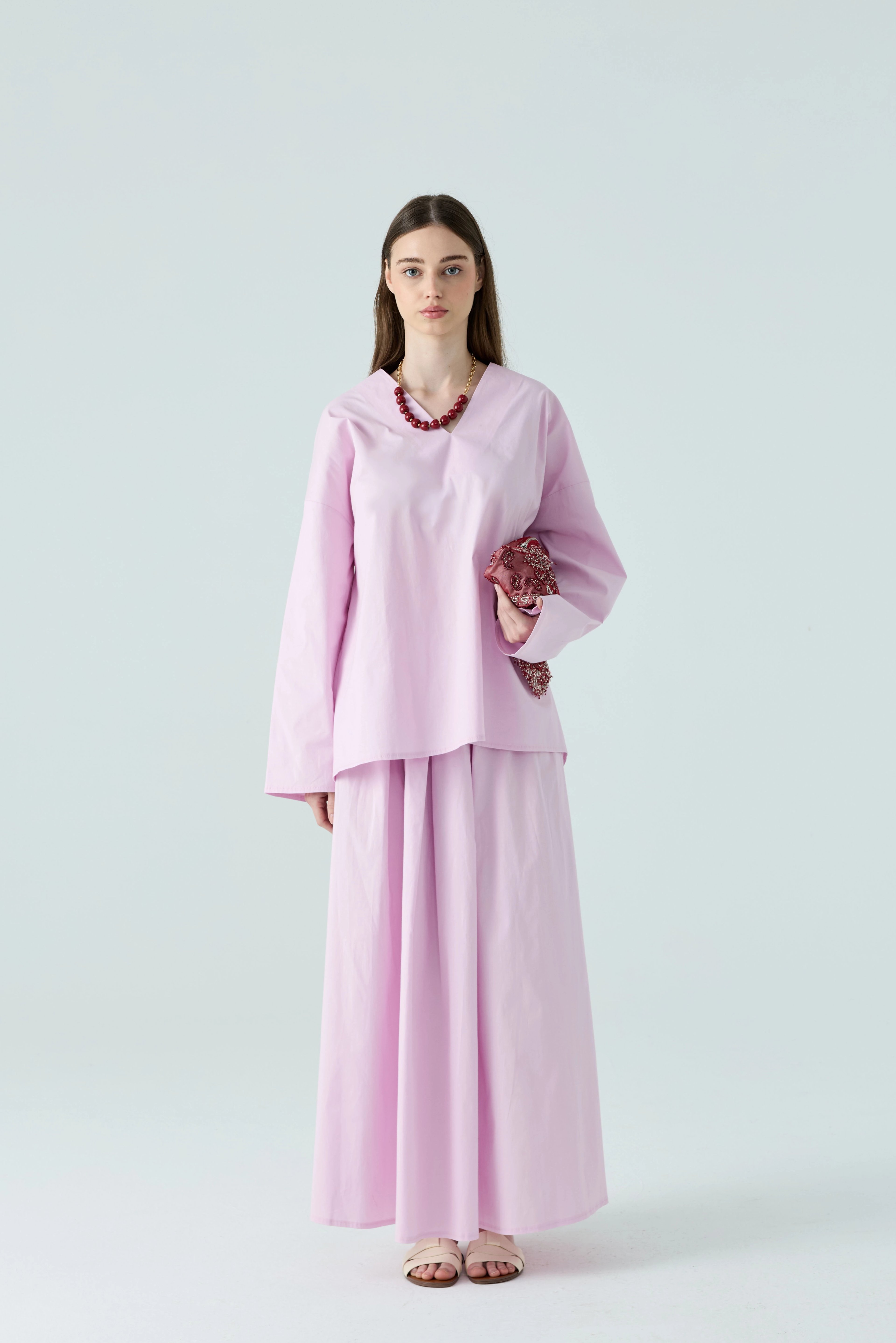 Pembe Basic Poplin Takım