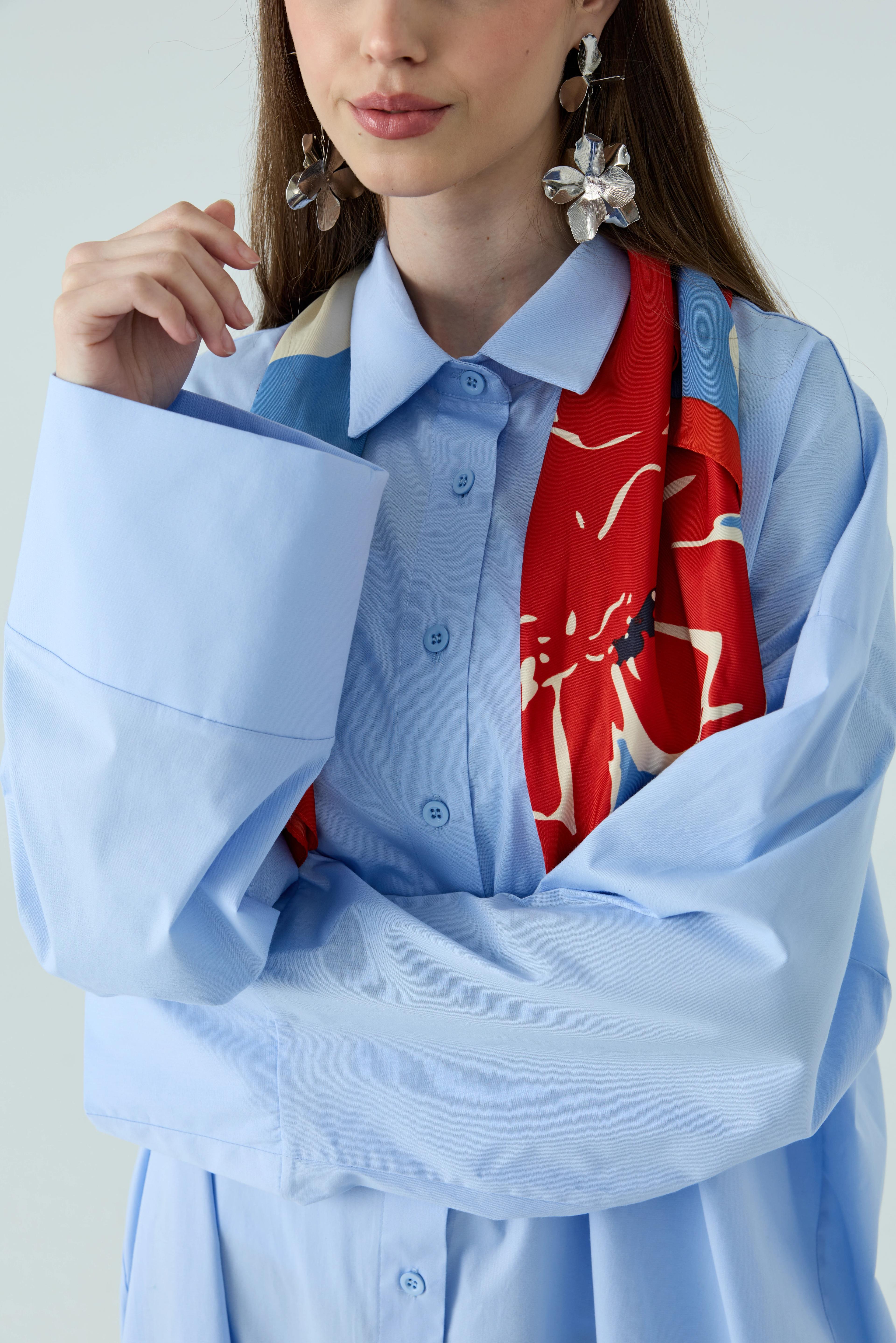 Mavi Oversize Shirt Abaya