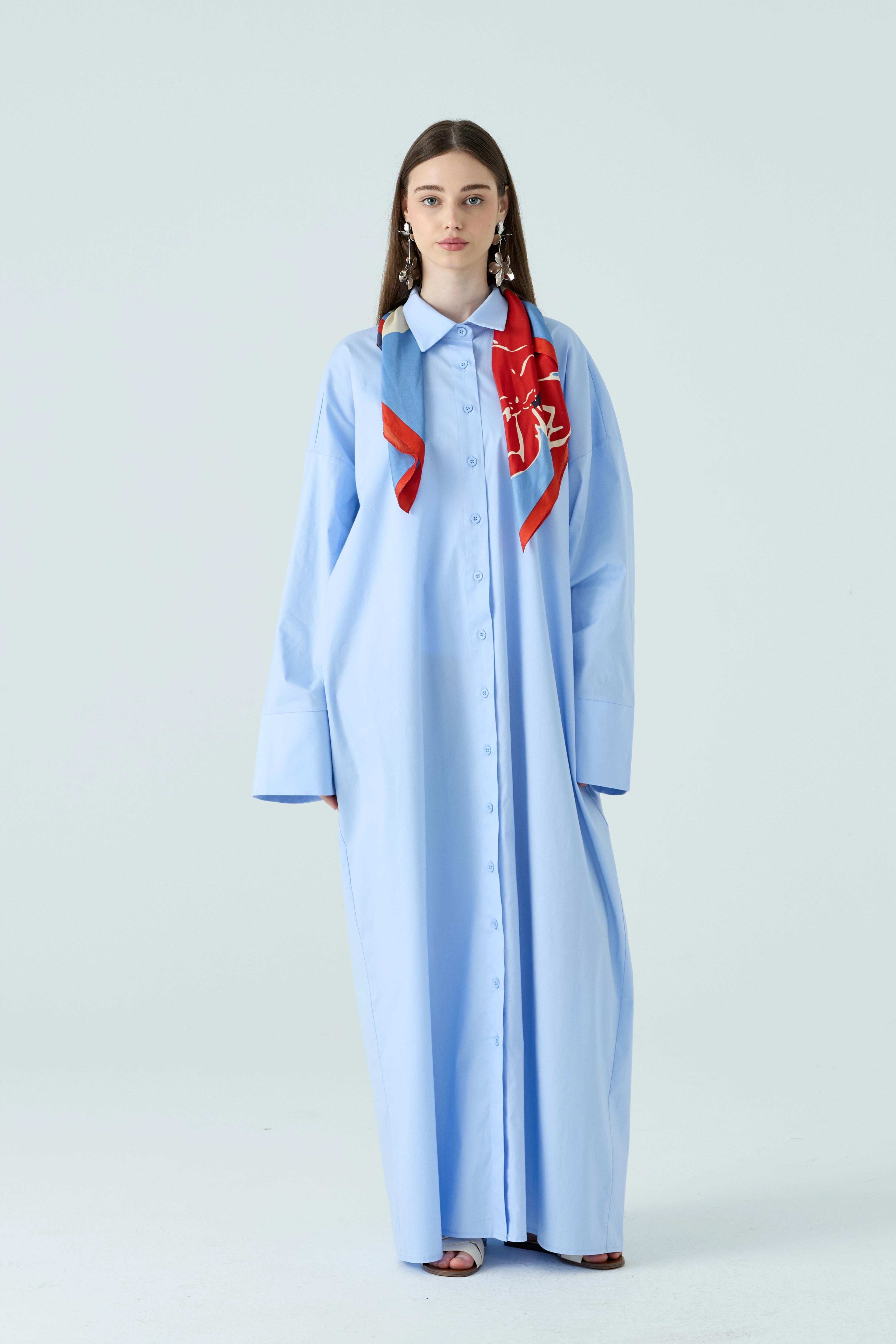Mavi Oversize Shirt Abaya