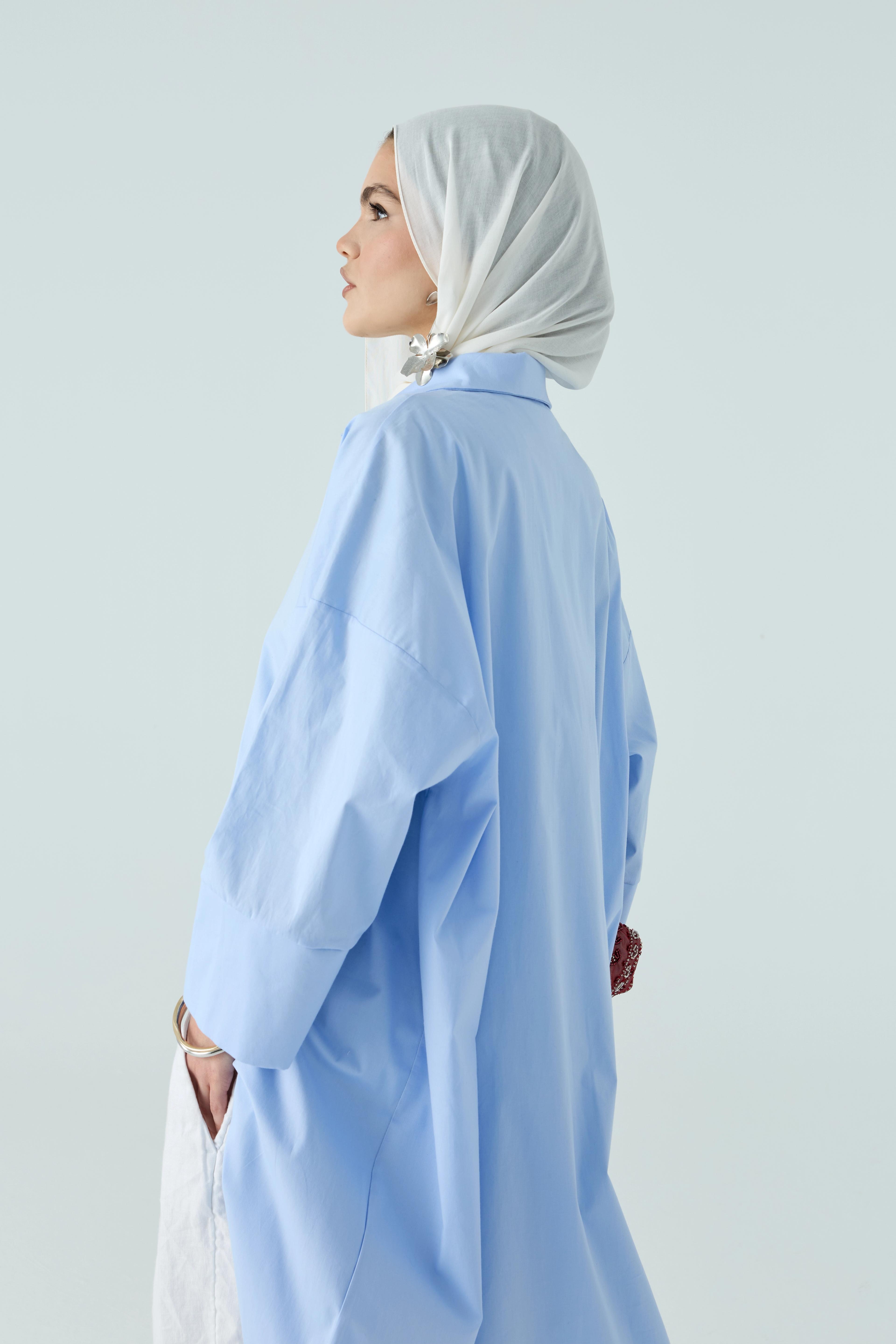 Mavi Oversize Shirt Abaya