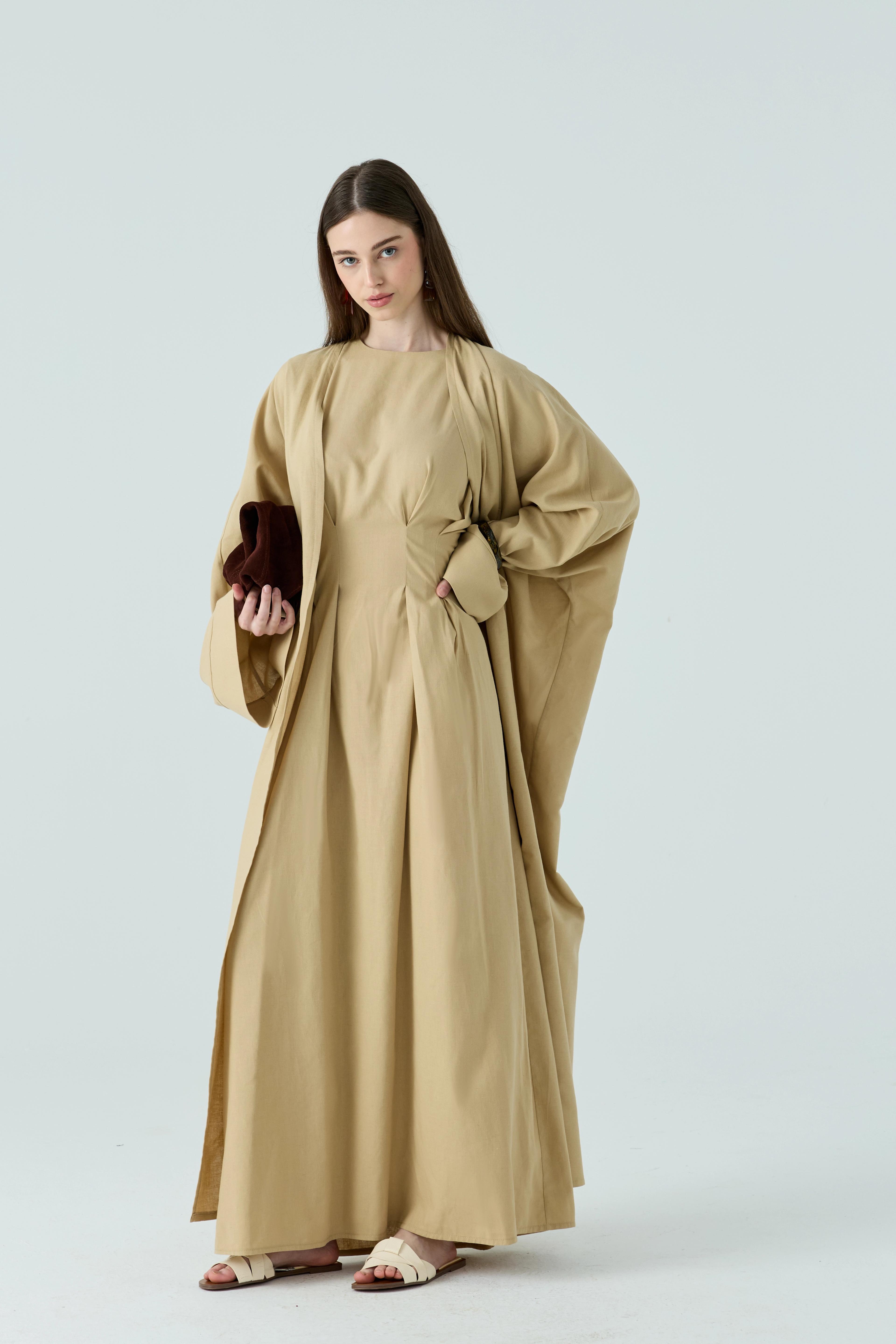 Camel Pile Detaylı Takım Abaya