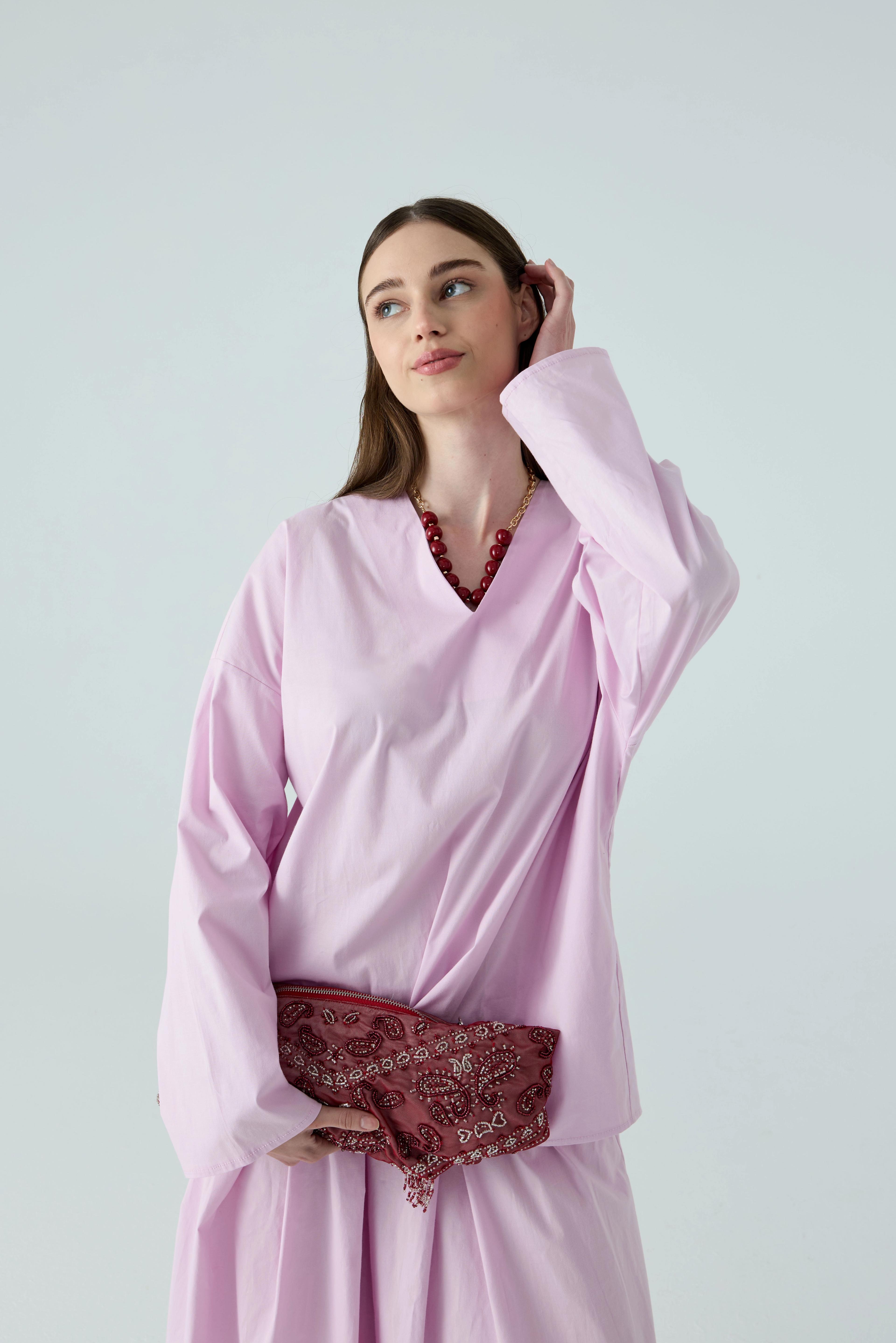 Pembe Basic Poplin Takım