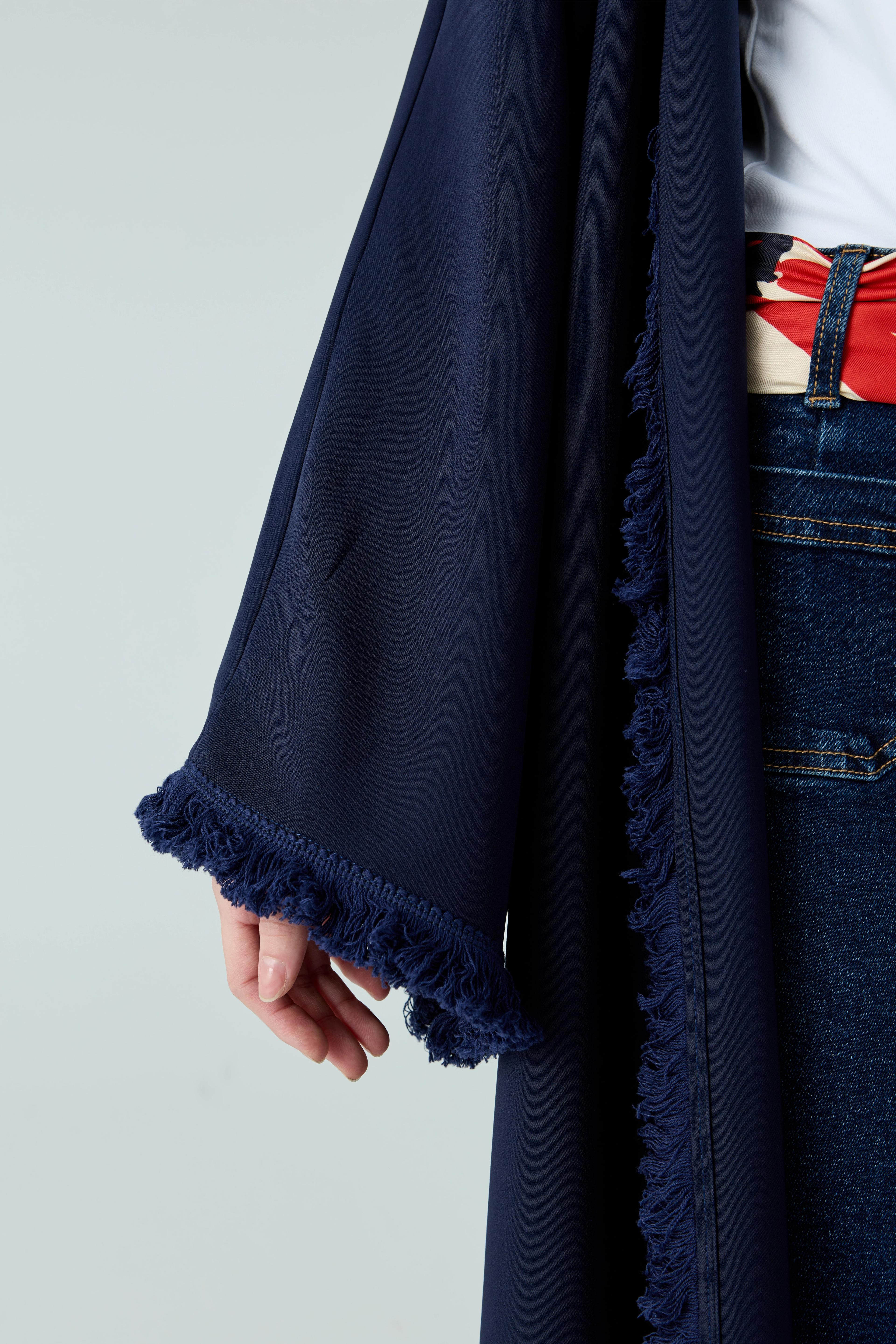 Lacivert Püskül Detaylı Abaya