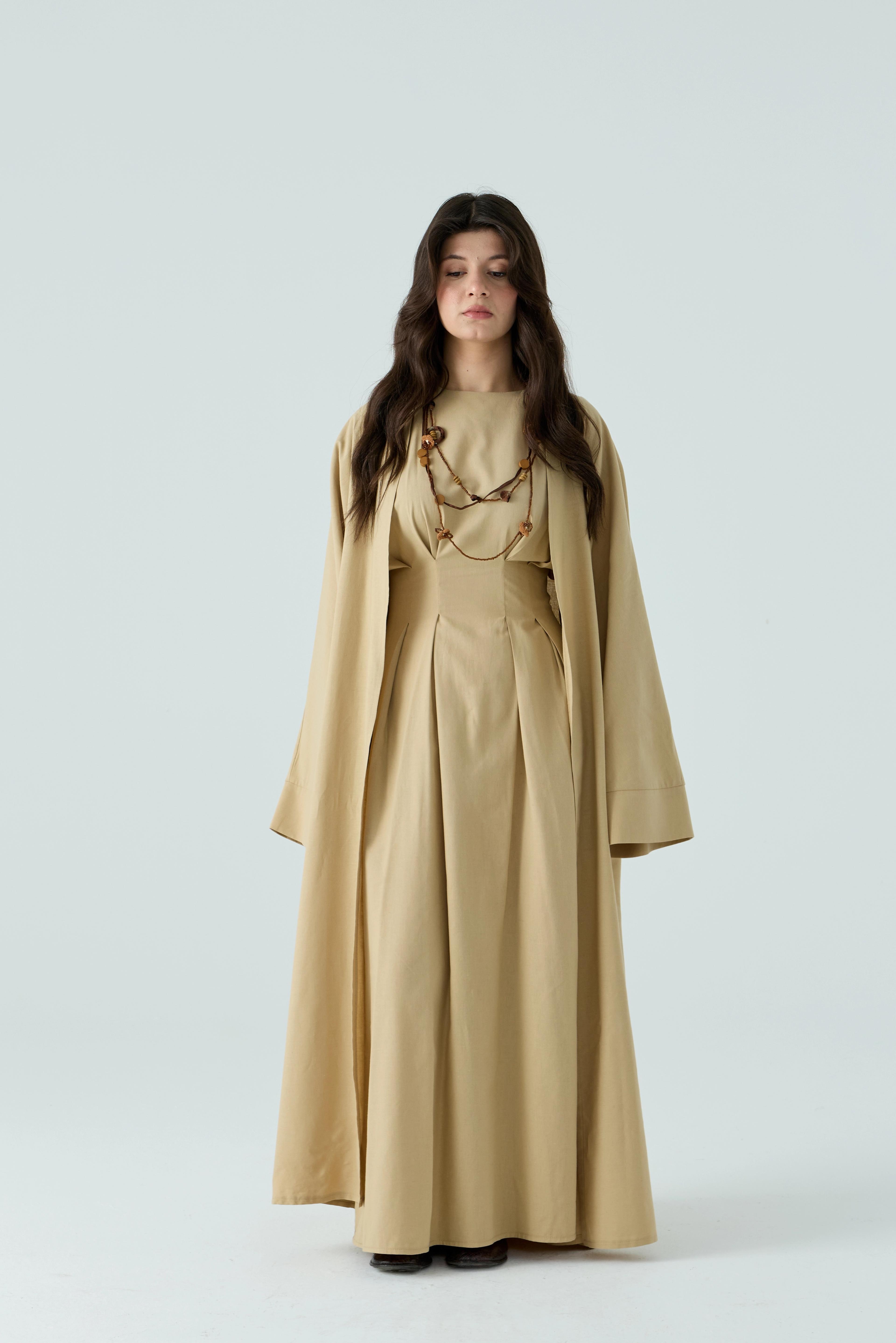 Camel Pile Detaylı Takım Abaya