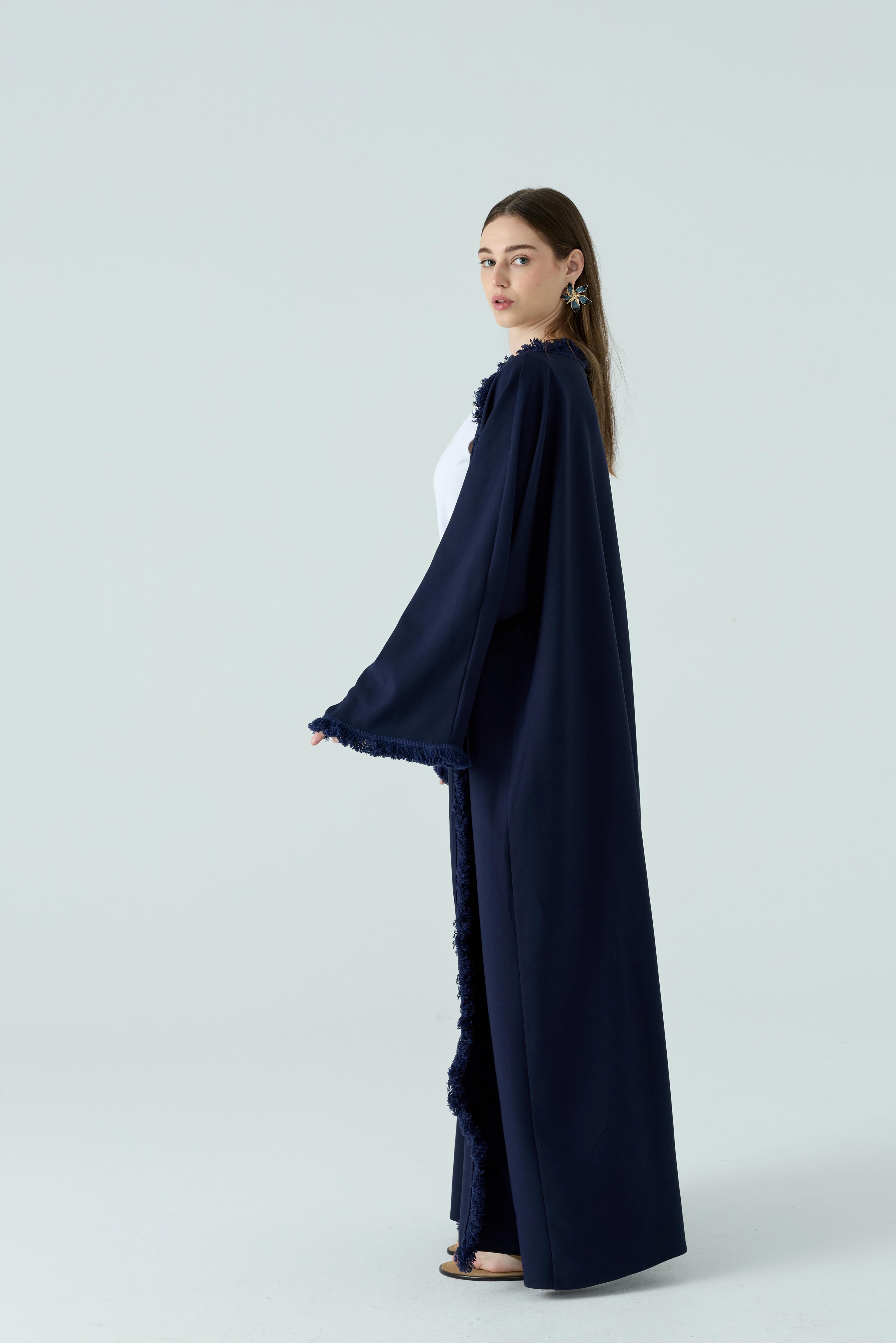Lacivert Püskül Detaylı Abaya