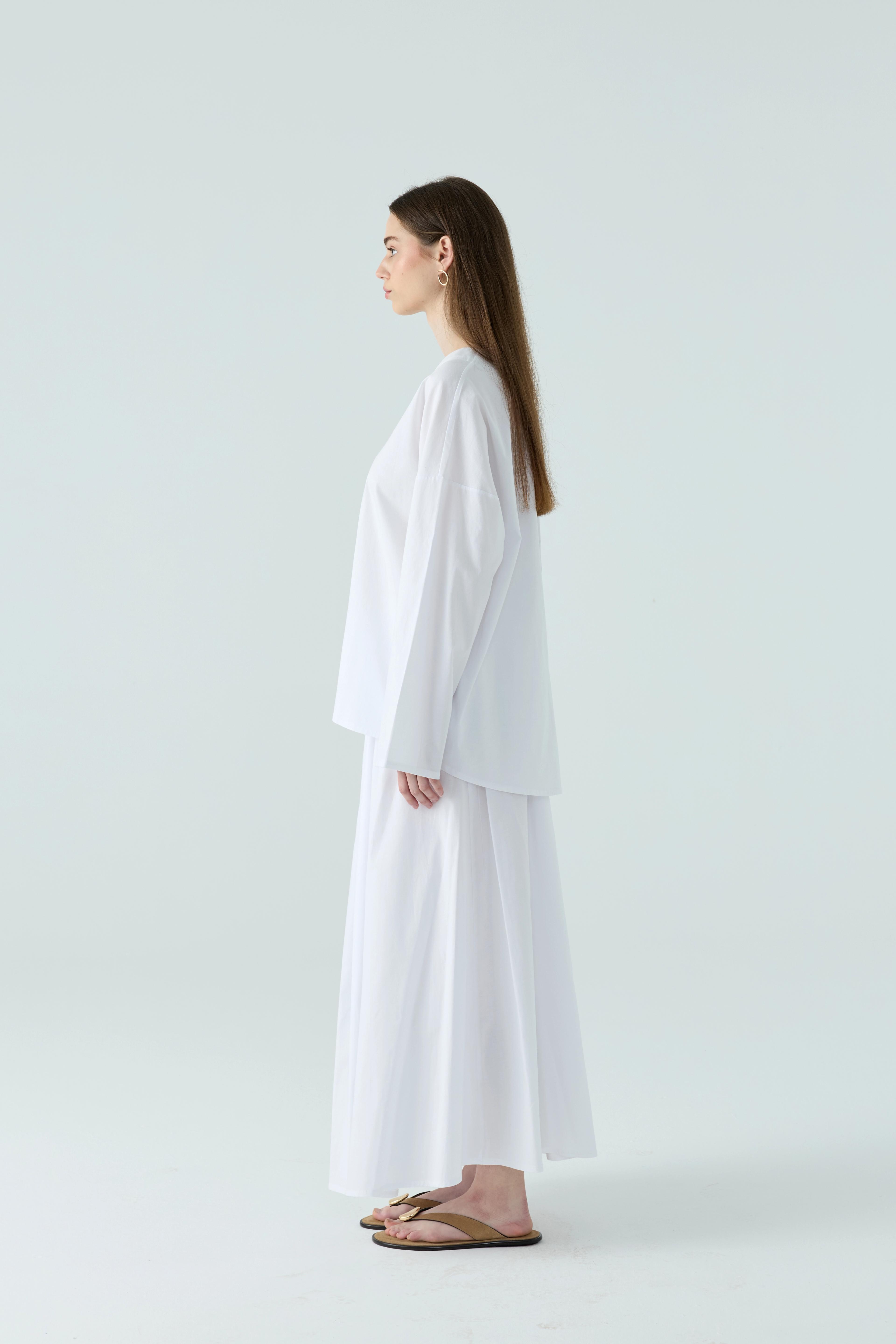 Beyaz Basic Poplin Takım