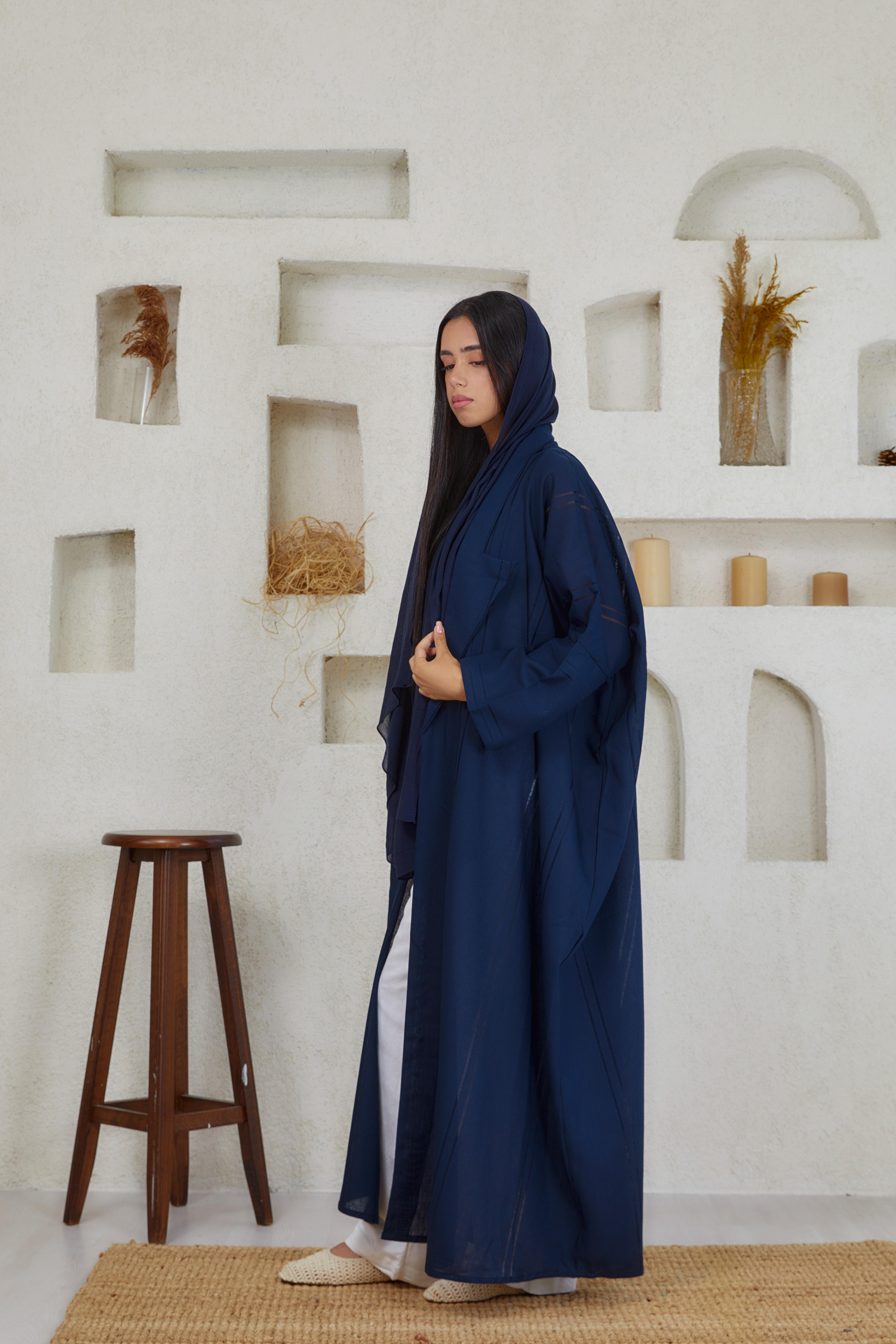 Lacivert Keten Abaya