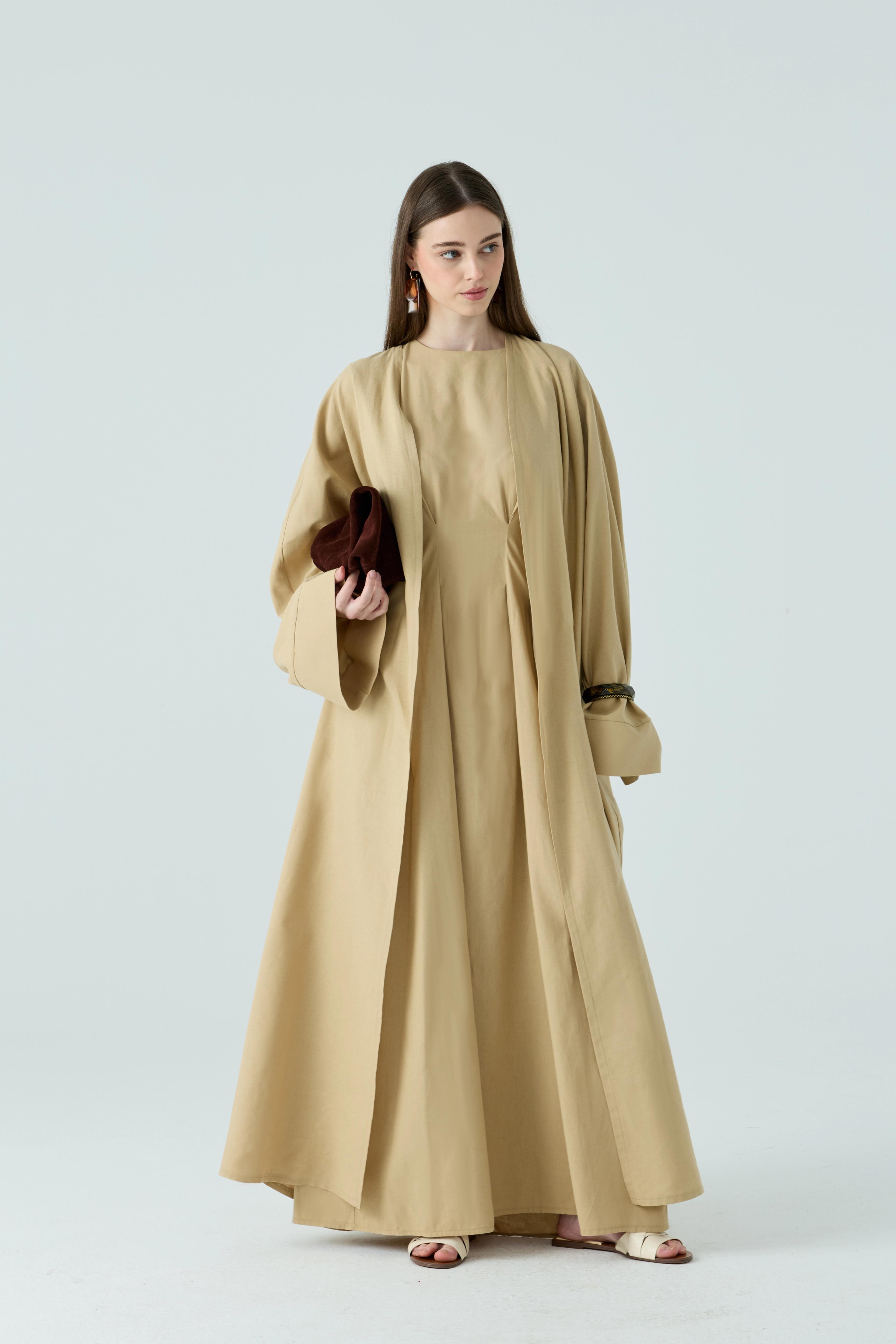 Camel Pile Detaylı Takım Abaya