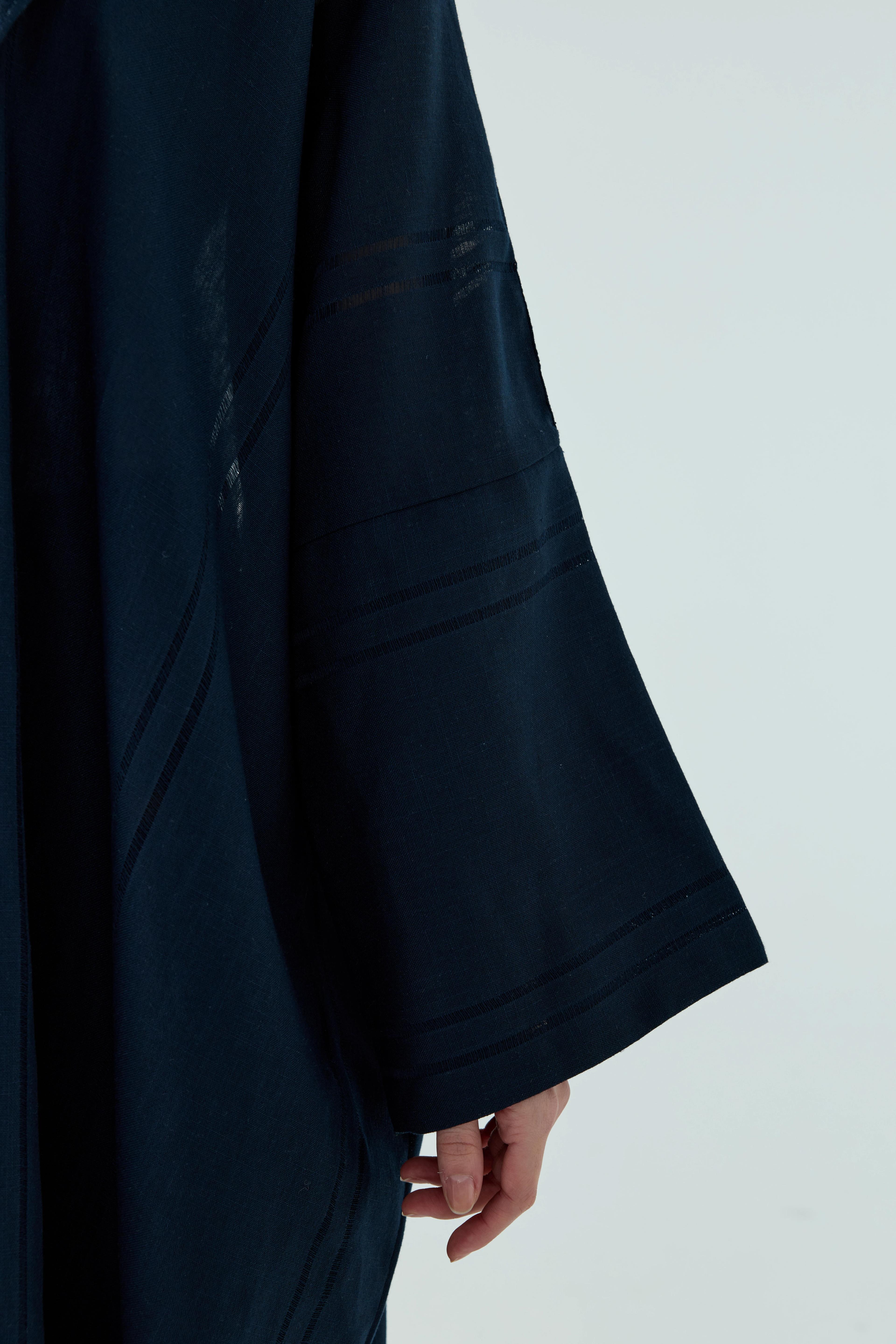 Lacivert Linen Abaya