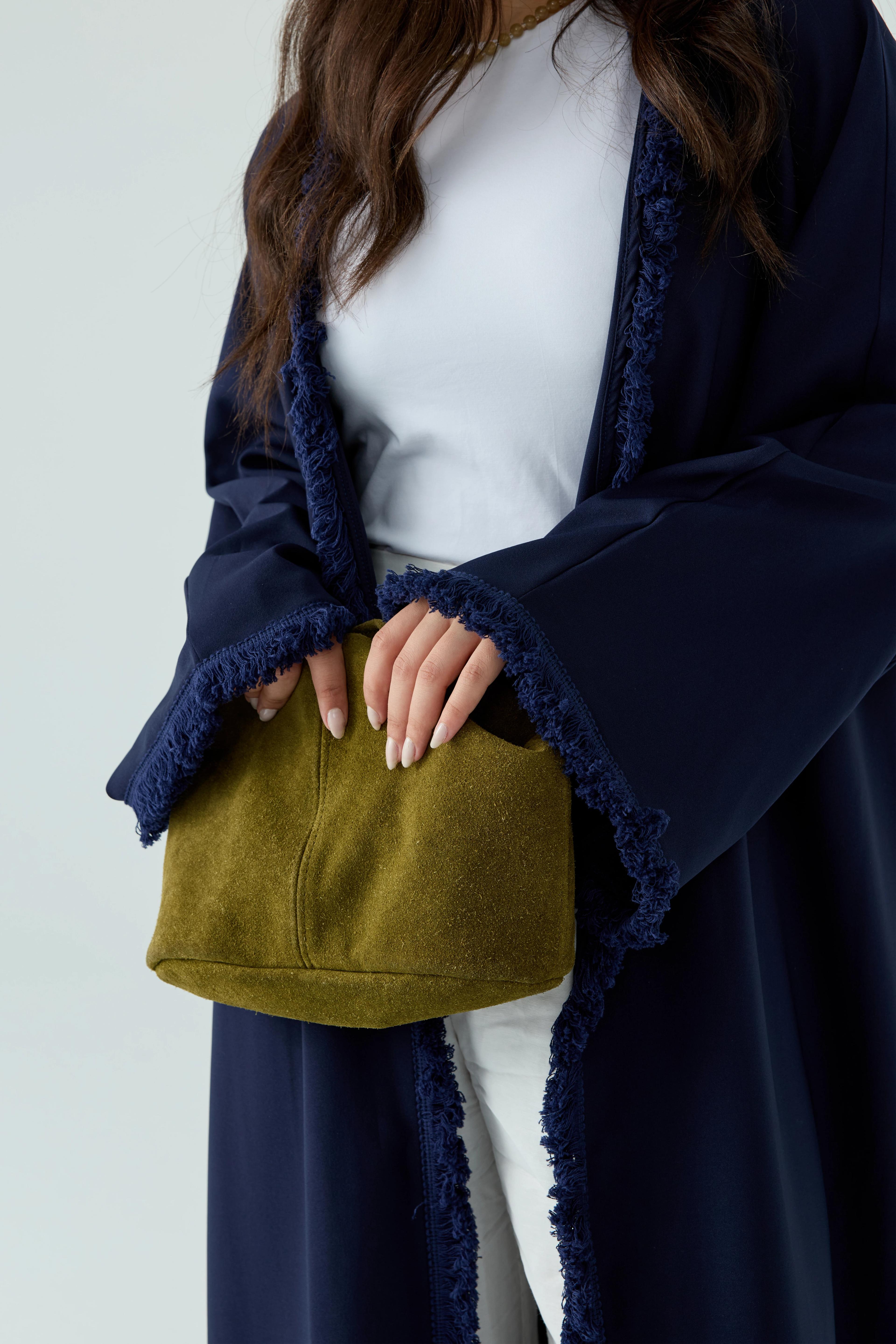 Lacivert Püskül Detaylı Abaya