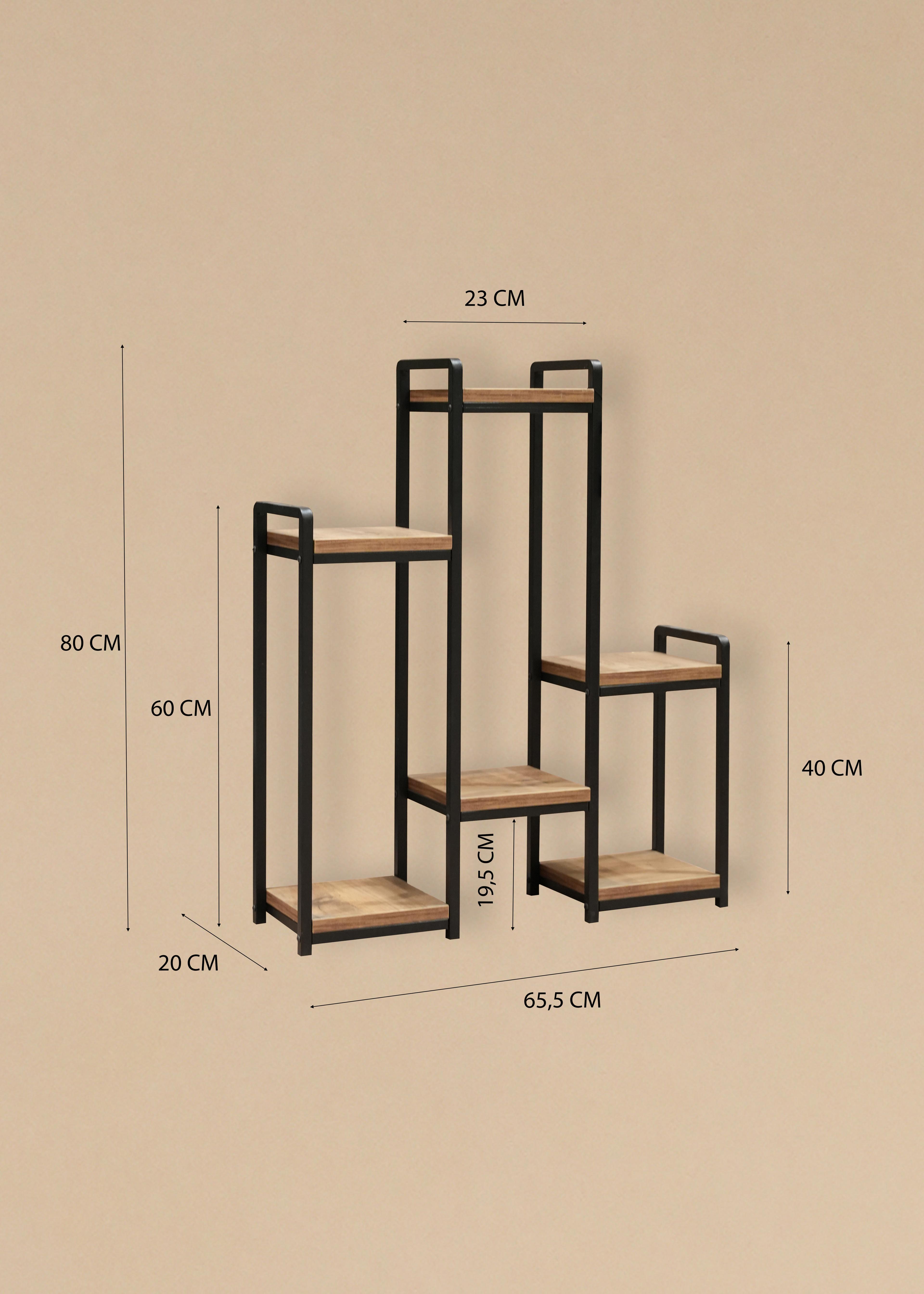 6 Raflı Metal Saksılık – Dekoratif Ahşap Çiçeklik