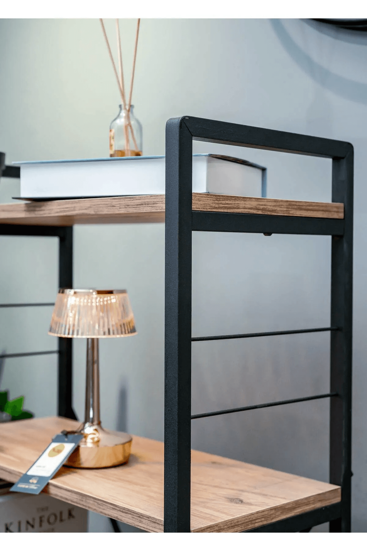 5 Katlı Metal Ahşap Raflı Kitaplık – Çok Amaçlı Raf Sistemi