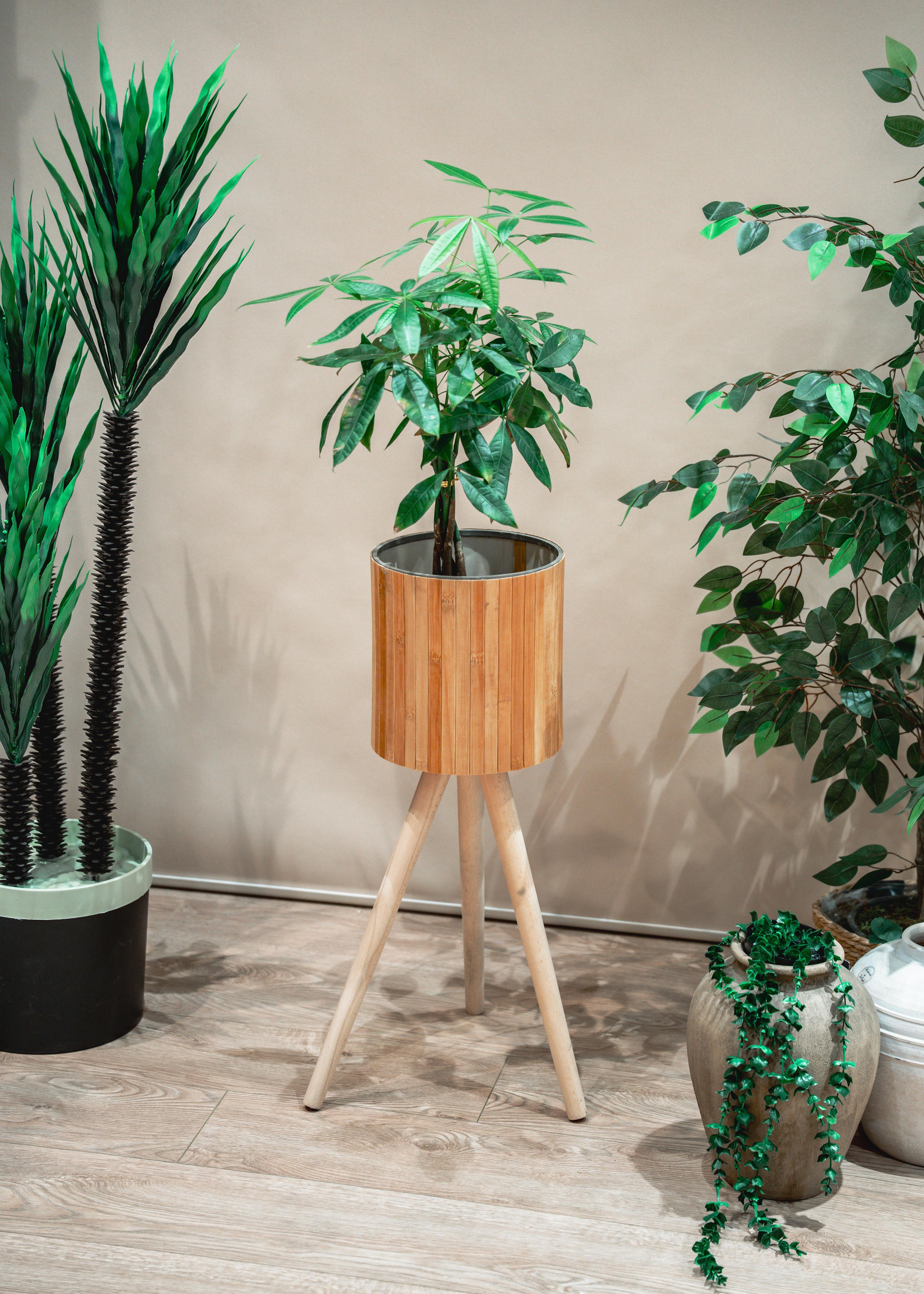 Bambu Ahşap Ayaklı Sepet/saksılık Naturel 46cm Ayak Boyu (24CM VEYA 39CM AYAK TALEP EDEBİLİRSİNİZ)