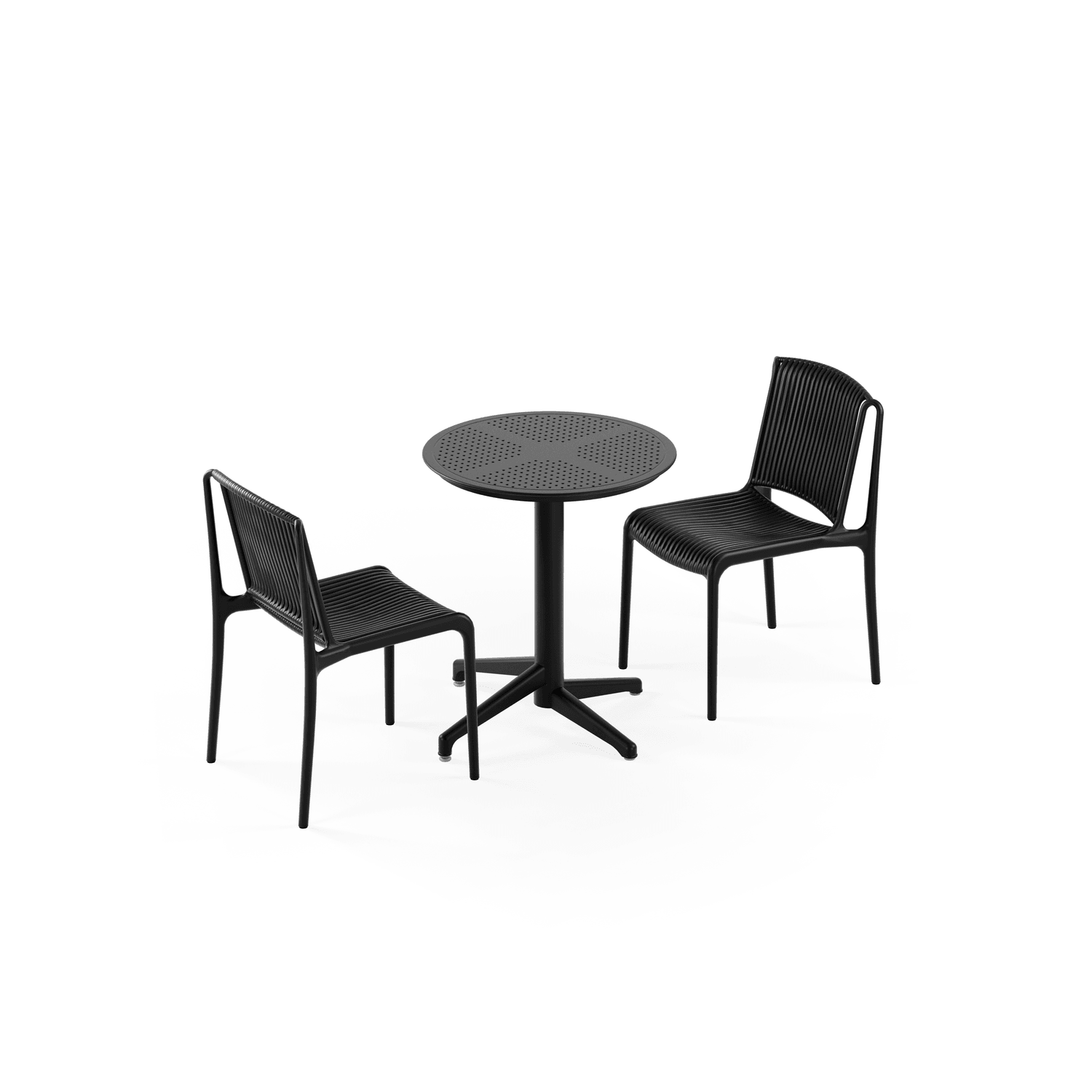 MASA TAKIMI Ø60 CM RAYNA SABİT / SANDALYE NESPRA 2 KİŞİLİK | SİYAH RENK