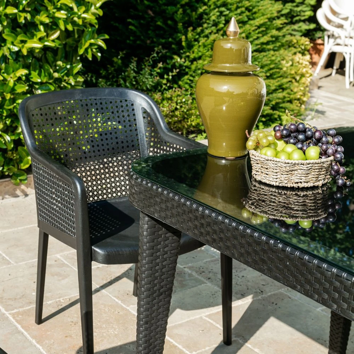 MASA TAKIMI 90X90 CM OKARA / ACACIA 4 KİŞİLİK CAMLI RATTAN