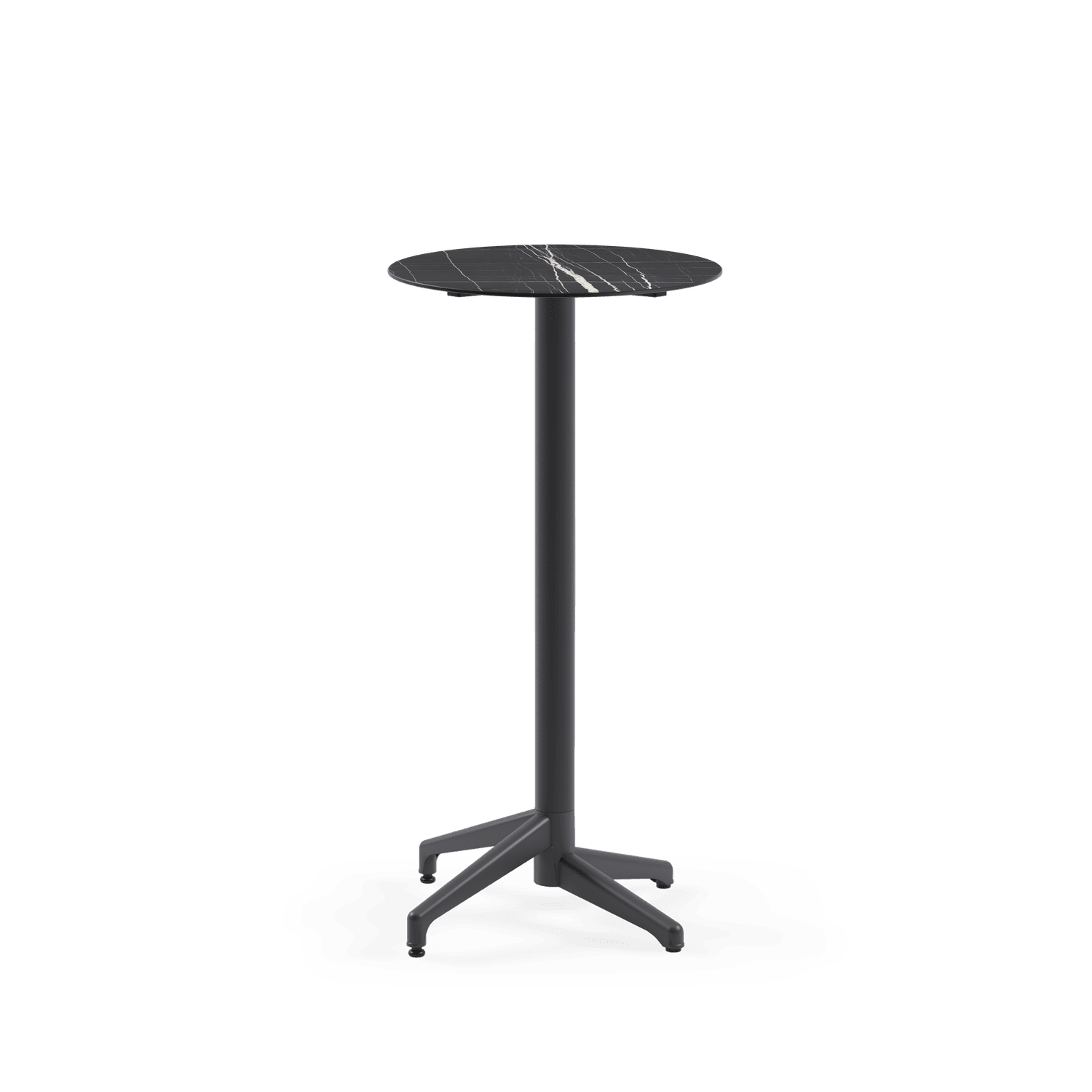 BAR MASA RAYNA-C Ø60 CM SABİT | ANTRASİT  AYAK, HPL/CPL SİYAH MERMER (5741) TABLA