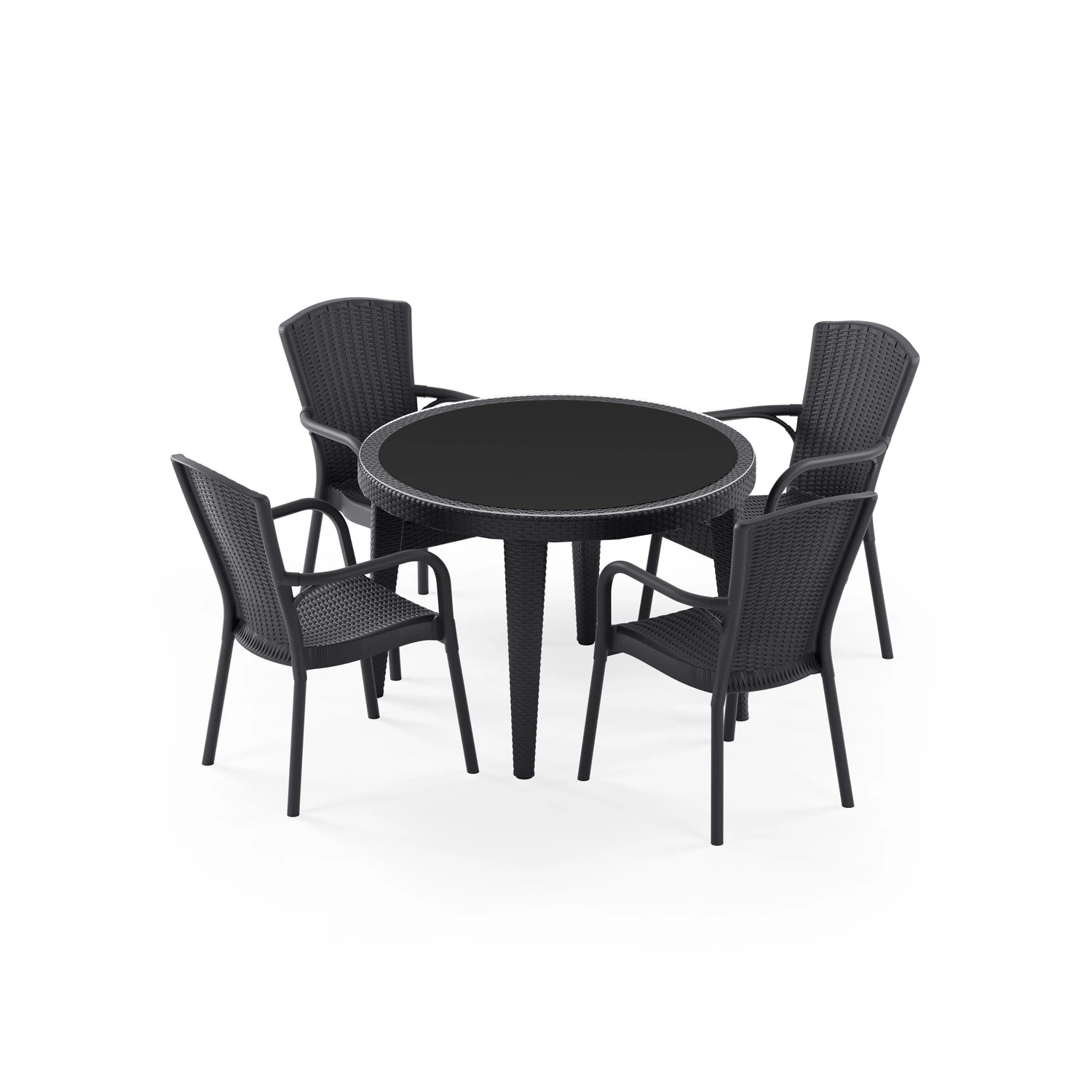 MASA TAKIMI Ø110 CM OKARA / CEDRA 4 KİŞİLİK CAMLI RATTAN