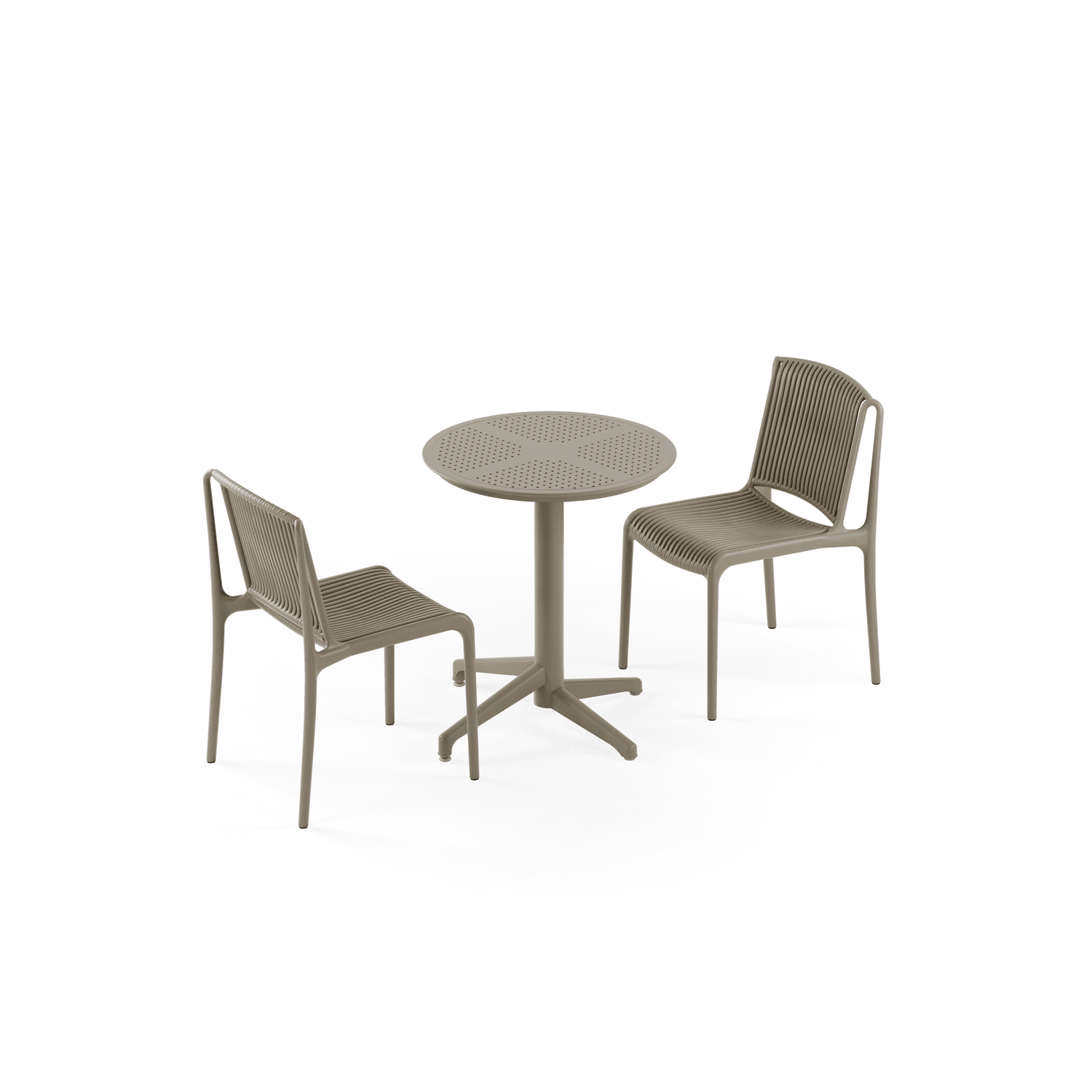 MASA TAKIMI Ø60 CM RAYNA SABİT / SANDALYE NESPRA 2 KİŞİLİK | VİZON RENK