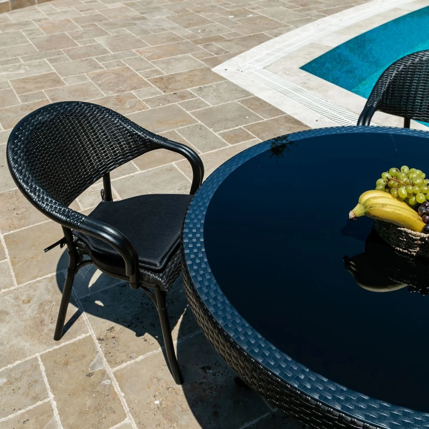 MASA TAKIMI Ø110 CM OKARA / FLAX-R 4 KİŞİLİK CAMLI RATTAN