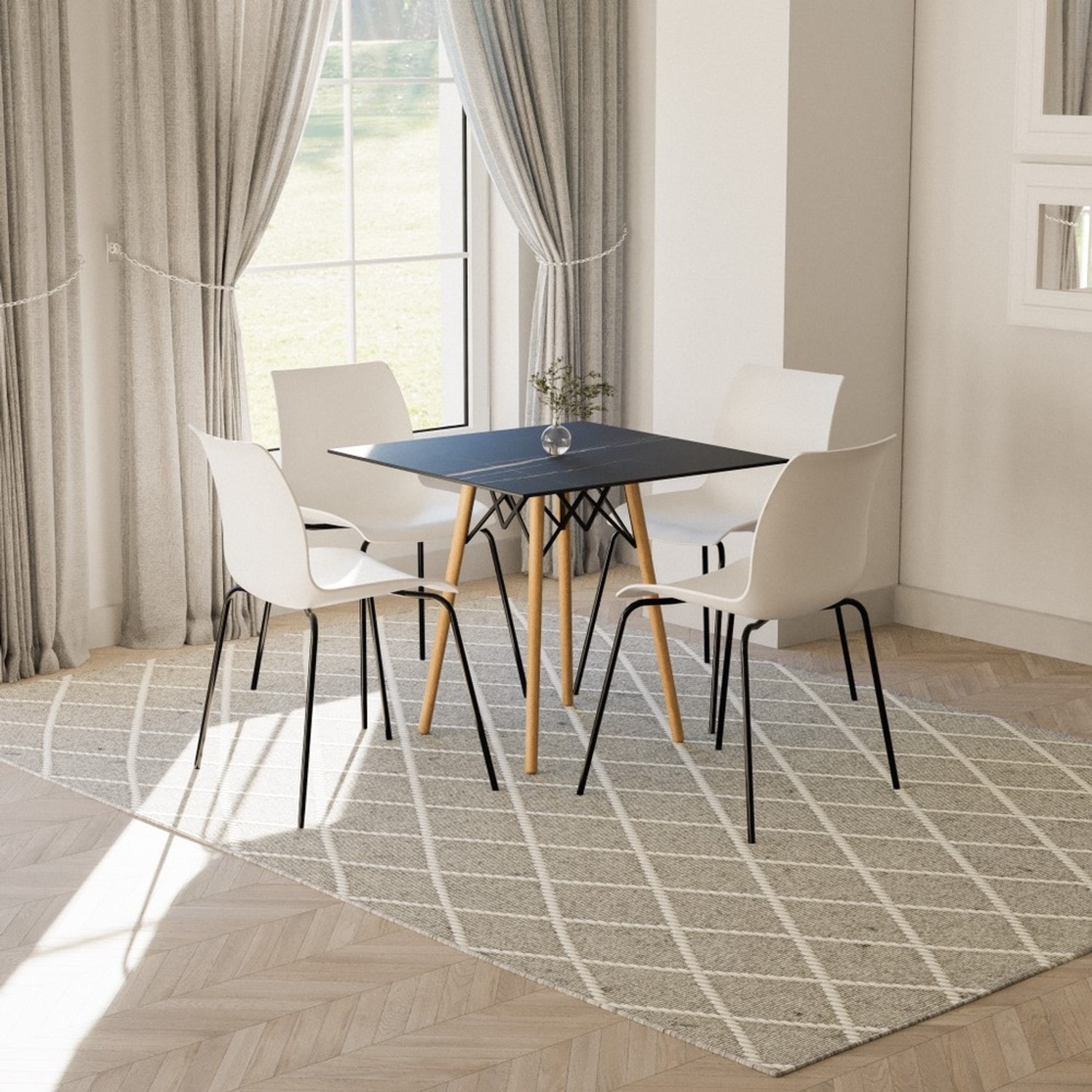 SANDALYE LARCH-M  | SİYAH RENK, SİYAH BOYALI METAL AYAK