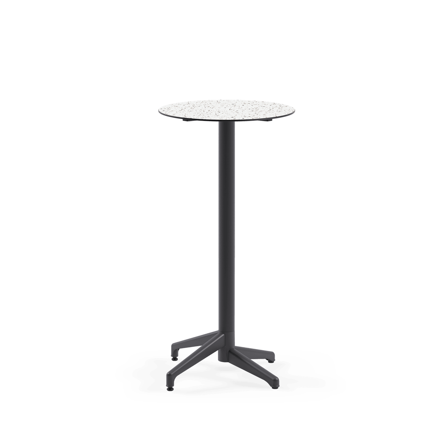 BAR MASA RAYNA-C Ø60 CM SABİT | ANTRASİT  AYAK, HPL/CPL TERRAZZO-2 TABLA