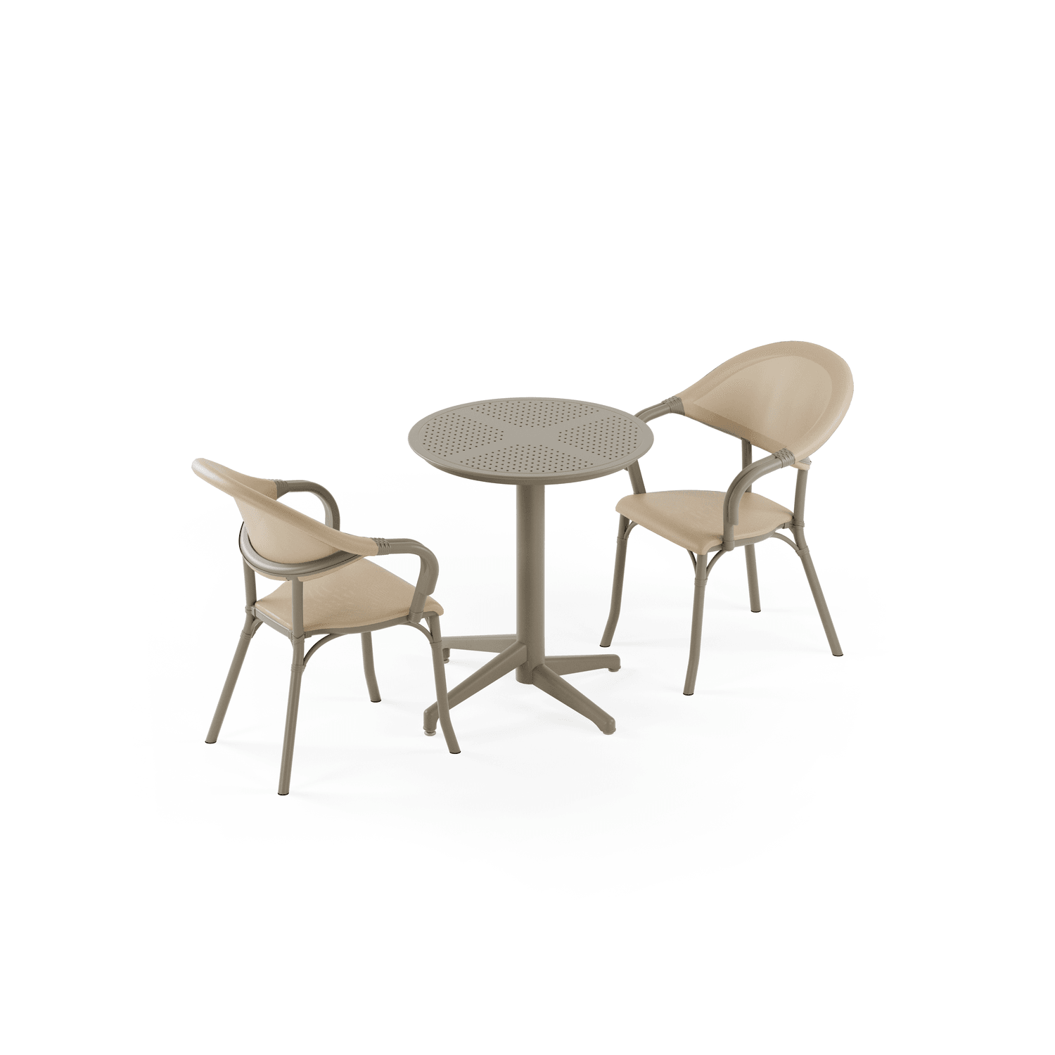 MASA TAKIMI Ø60 CM RAYNA SABİT / KOLTUK FLAX-N 2 KİŞİLİK | VİZON RENK, KETEN 711 (PLASTITEX) FİLE RENGİ