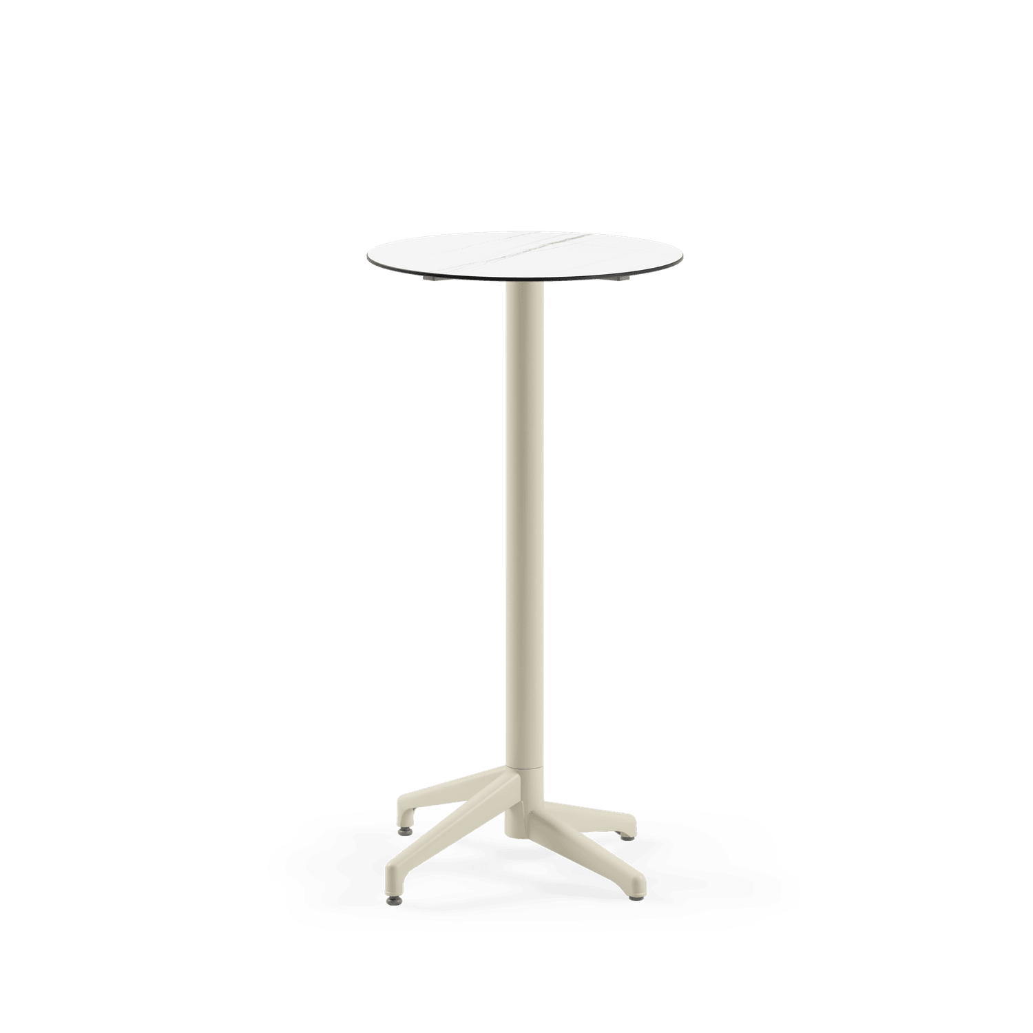 BAR MASA RAYNA-C Ø60 CM SABİT | BEJ AYAK, HPL/CPL BEYAZ MERMER TABLA