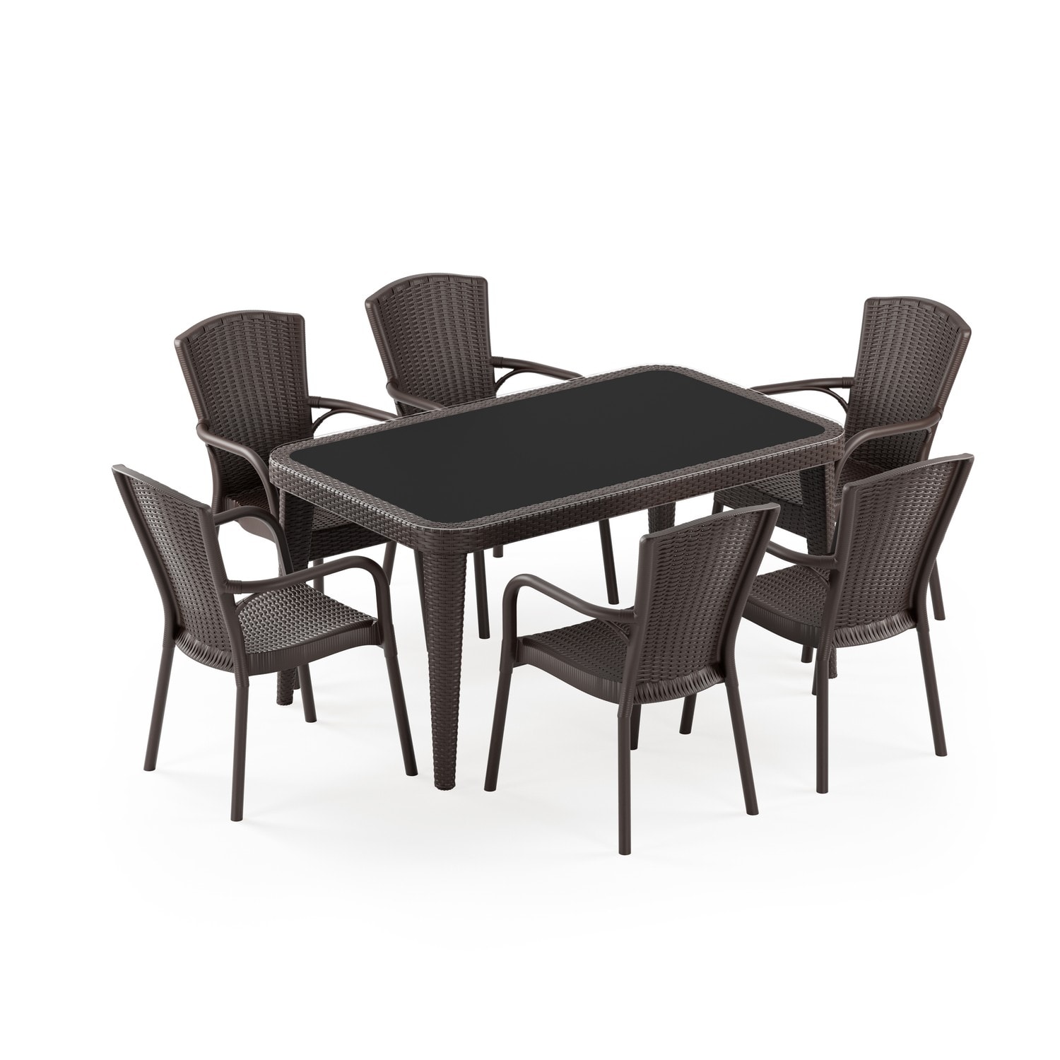 MASA TAKIMI 90X150 CM OKARA / CEDRA 6 KİŞİLİK CAMLI RATTAN | VENGE RENK