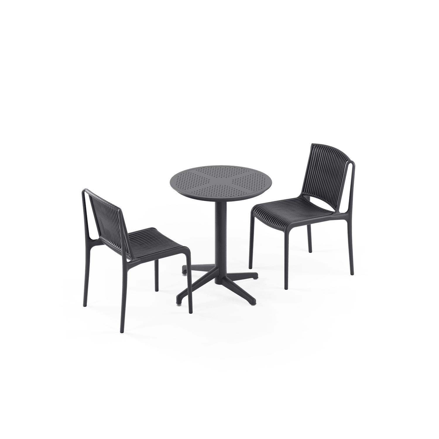 MASA TAKIMI Ø60 CM RAYNA SABİT / SANDALYE NESPRA 2 KİŞİLİK | ANTRASİT RENK
