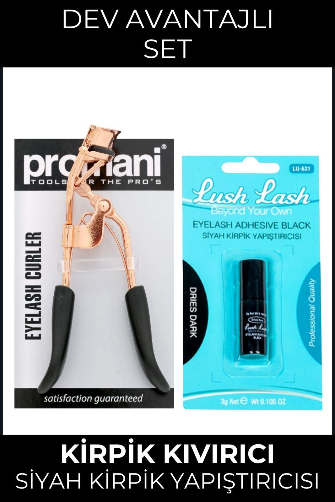 Promani Rose Gold Kirpik Kıvırıcı / Lush Lash Siyah Kirpik Yapıştırıcı