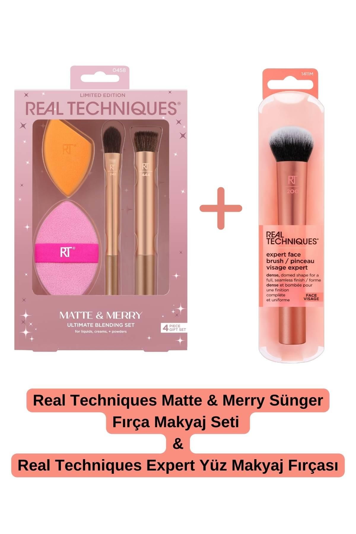 REAL TECHNIQUES MATTE&MERRY MAKYAJ FIRÇA SÜNGER SETİ / EXPERT YÜZ FIRÇASI 