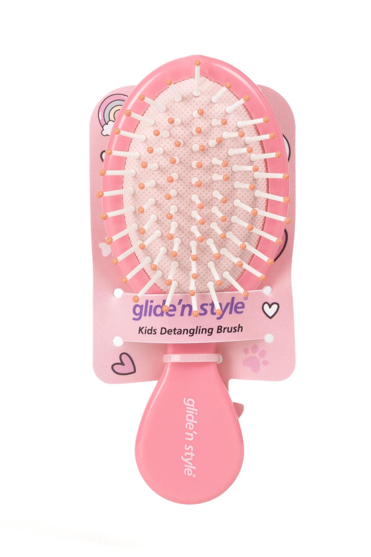 Glide'n Style Çocuk Saç Fırçası – Pembe Karakter Figürlü | Dolaşık Açma & Tarama