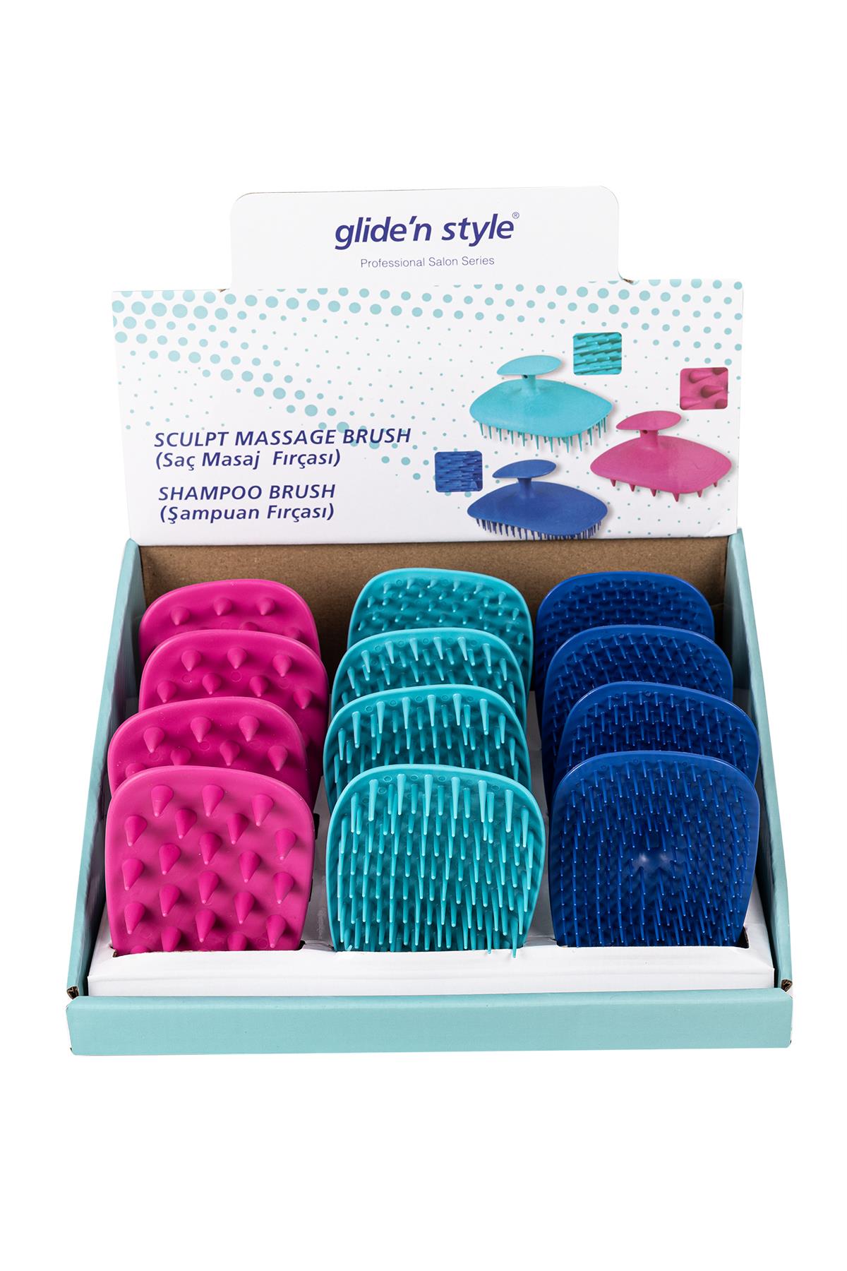 Glide’n Style Saç Masaj Fırçası & Şampuan Fırçası – Silikon Derin Temizlik, Kan Dolaşımı Destekleyici, Duş İçin Rahatlatıcı Fırça