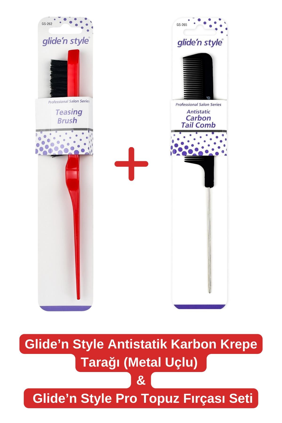 GLIDE N STYLE ANTİSTATİK KARBON KREPE TARAĞI (METAL UÇLU)