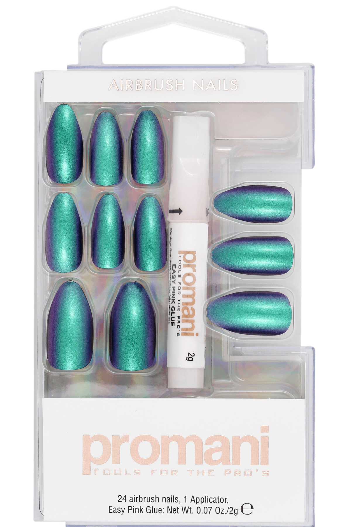 PROMANI NEON PETROL FALSE NAIL KIT