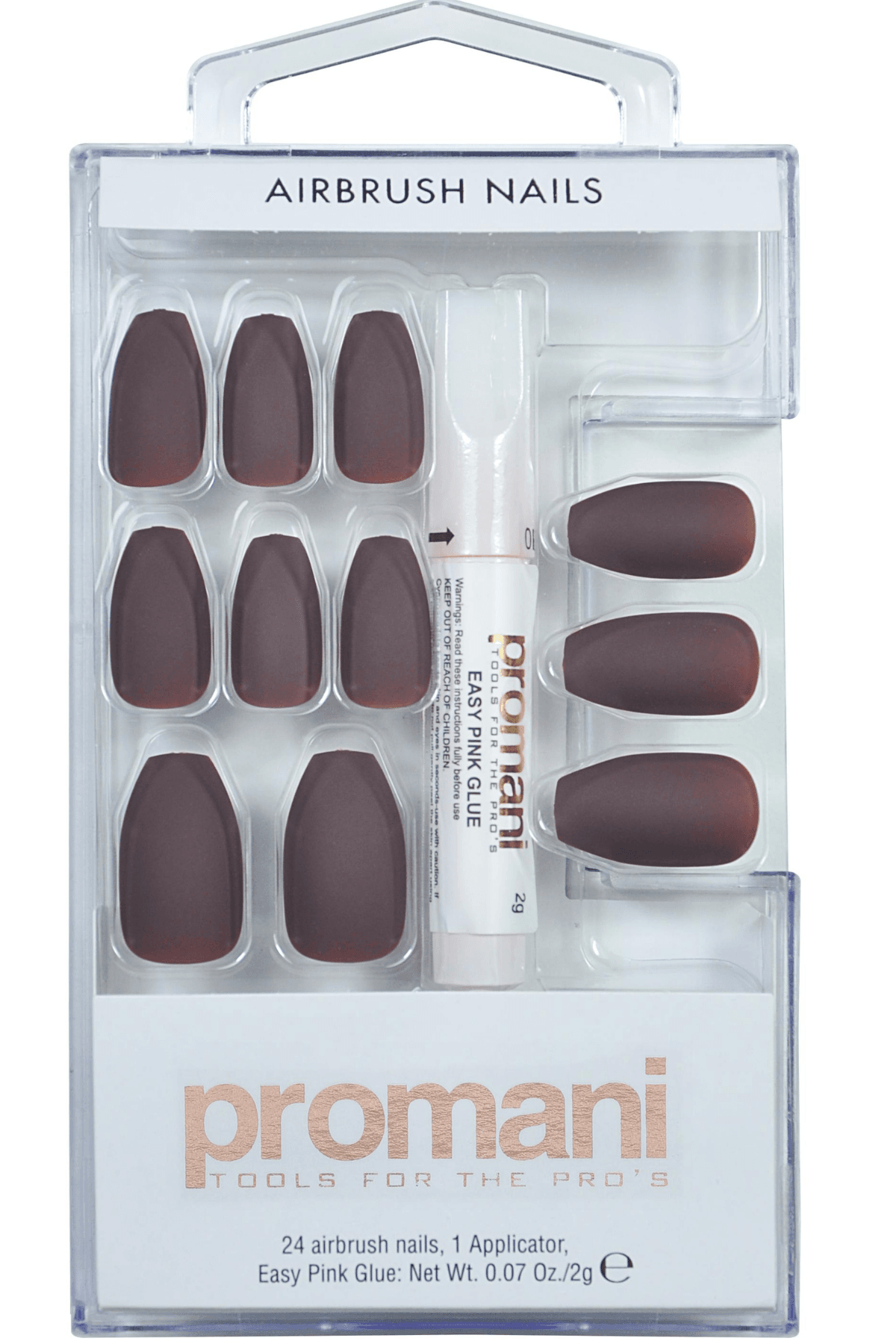 PROMANI MATTE FALSE NAIL KIT DARK CLARET RED